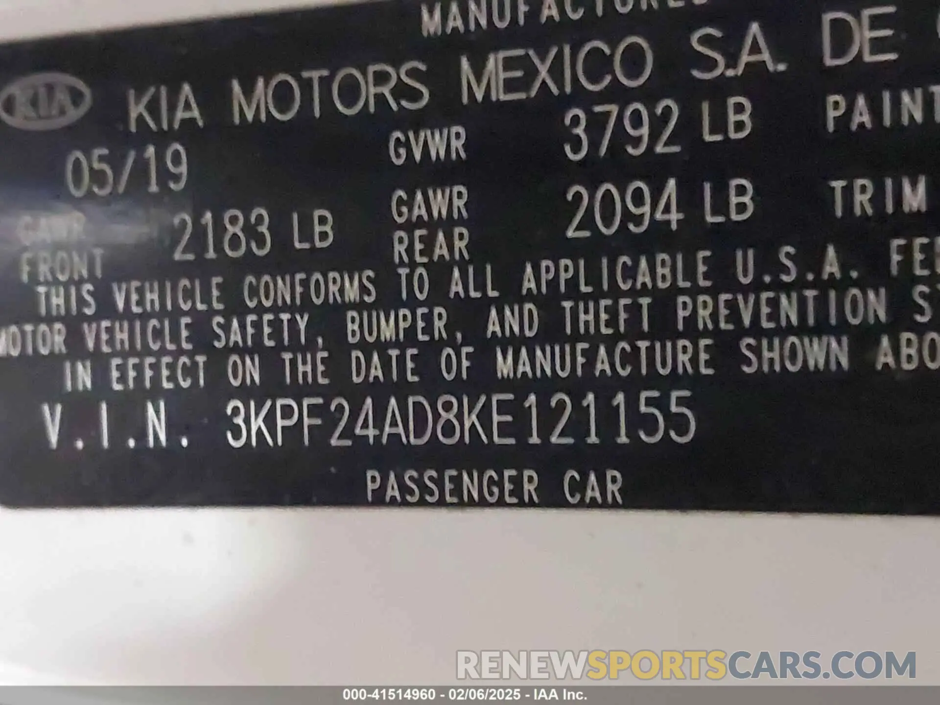 9 fotografías del automóvil dañado 3KPF24AD8KE121155 KIA FORTE 2019