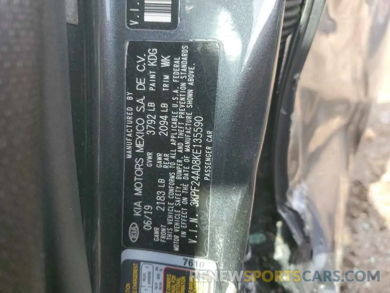 14 fotografías del automóvil dañado 3KPF24AD8KE135590 KIA FORTE 2019