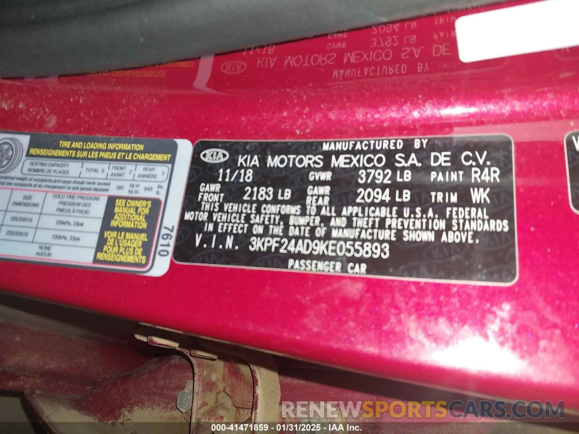 9 fotografías del automóvil dañado 3KPF24AD9KE055893 KIA FORTE 2019