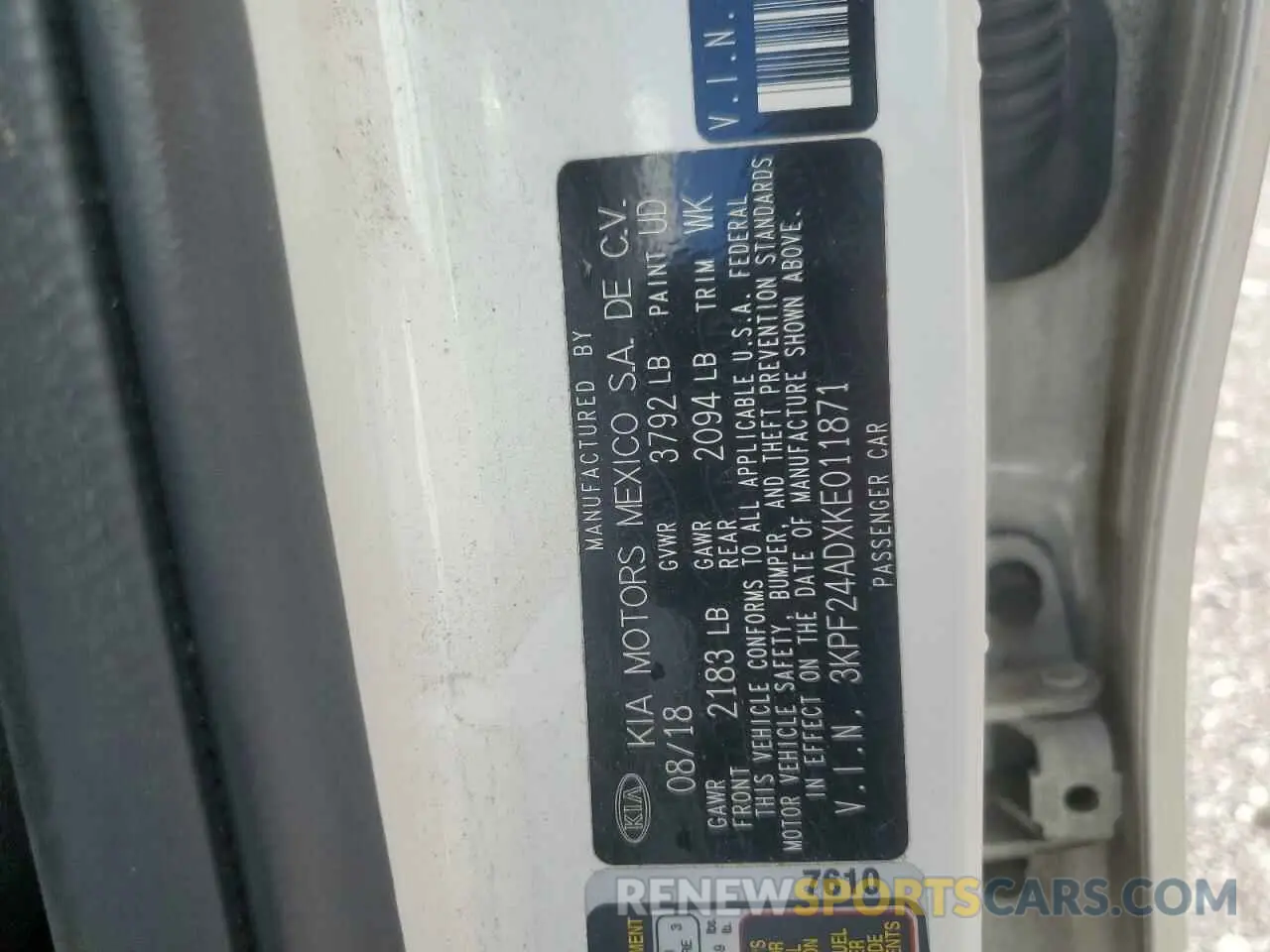13 fotografías del automóvil dañado 3KPF24ADXKE011871 KIA FORTE 2019