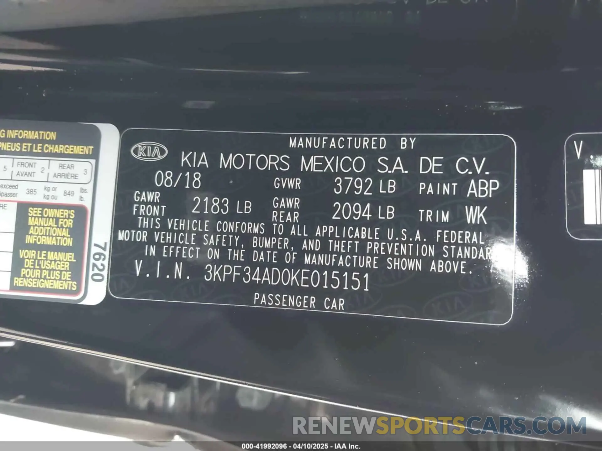 9 fotografías del automóvil dañado 3KPF34AD0KE015151 KIA FORTE 2019