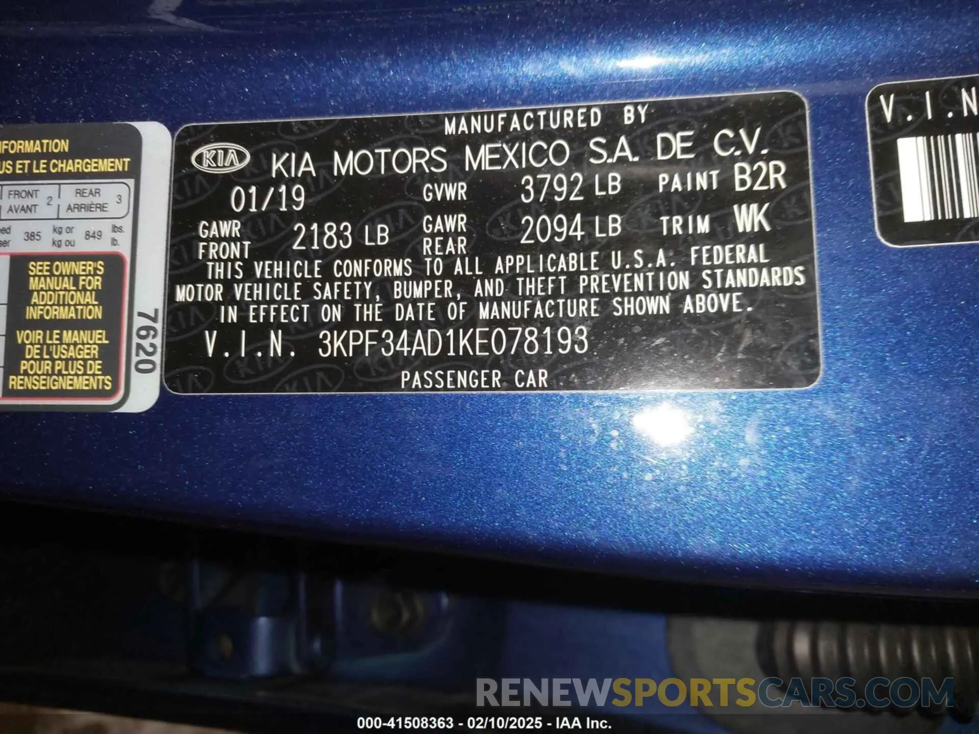 9 fotografías del automóvil dañado 3KPF34AD1KE078193 KIA FORTE 2019