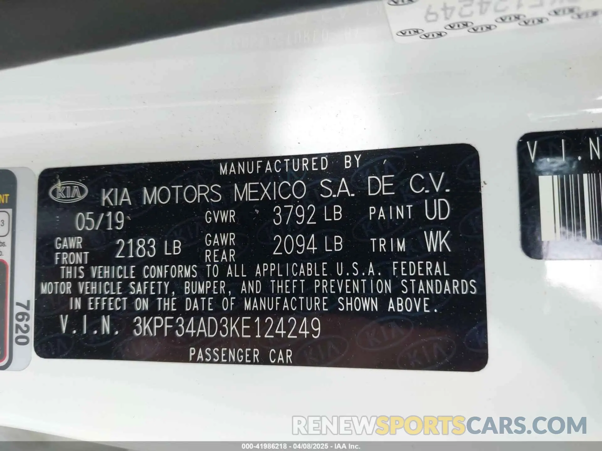 9 fotografías del automóvil dañado 3KPF34AD3KE124249 KIA FORTE 2019