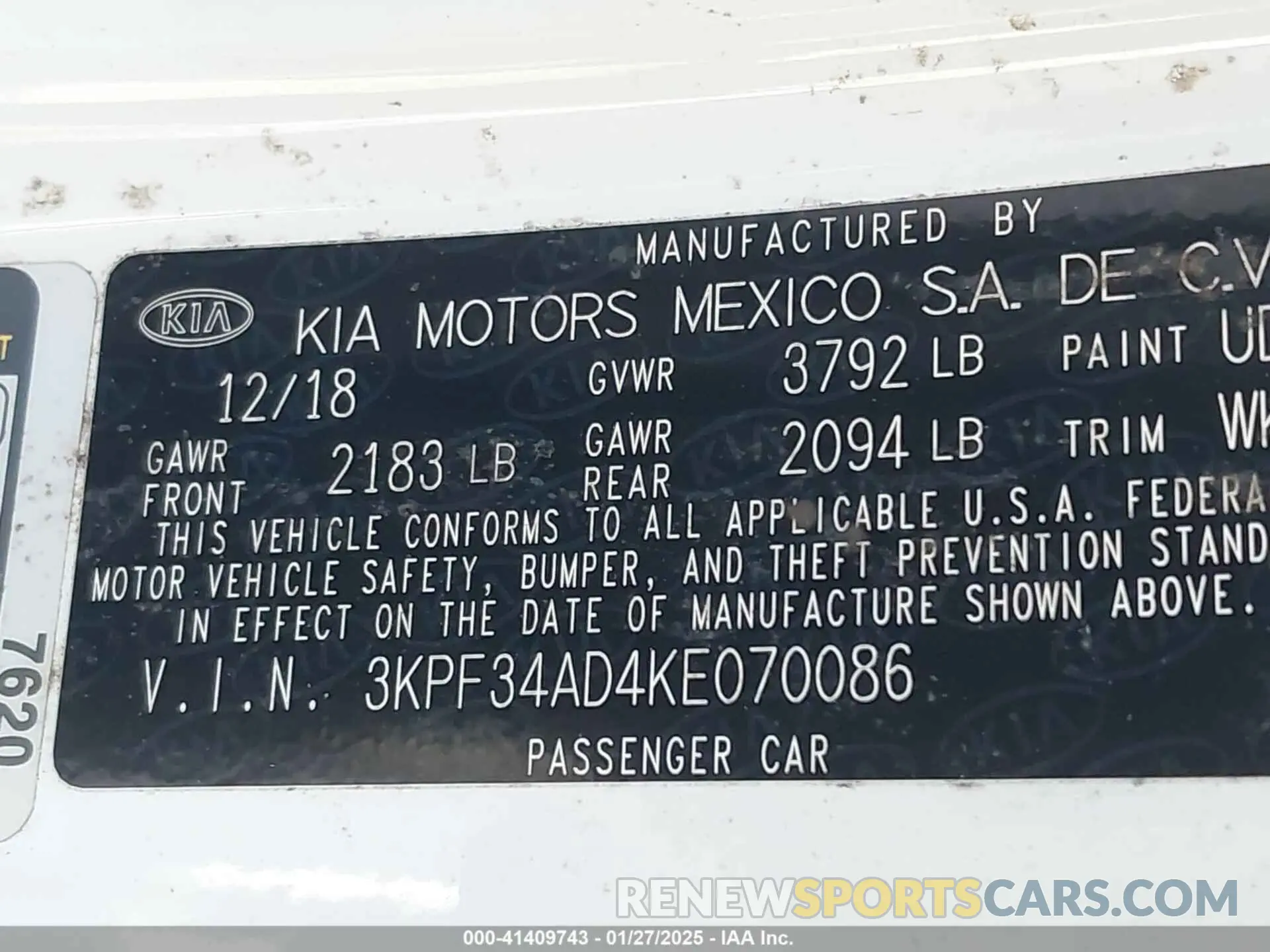 9 fotografías del automóvil dañado 3KPF34AD4KE070086 KIA FORTE 2019