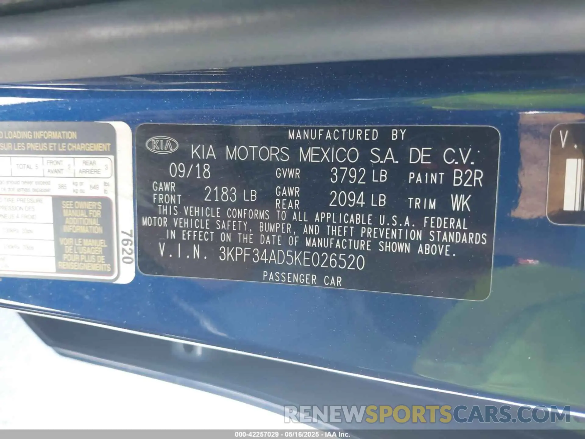 9 fotografías del automóvil dañado 3KPF34AD5KE026520 KIA FORTE 2019