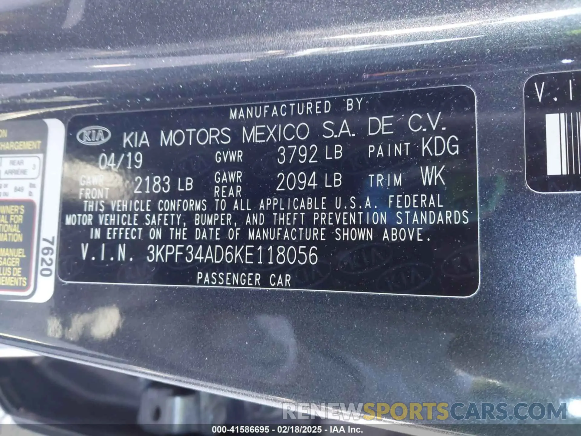 9 fotografías del automóvil dañado 3KPF34AD6KE118056 KIA FORTE 2019