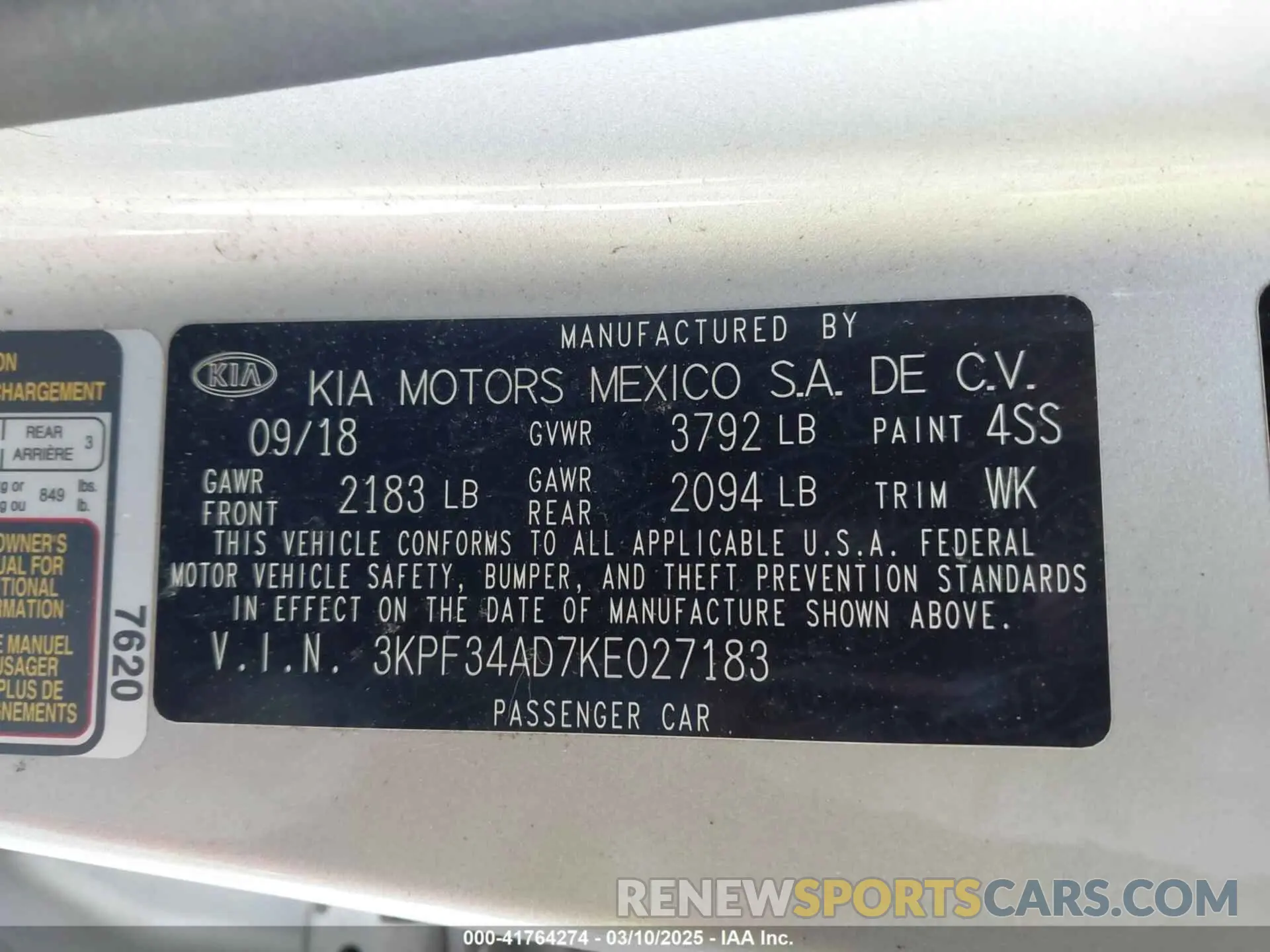 9 fotografías del automóvil dañado 3KPF34AD7KE027183 KIA FORTE 2019
