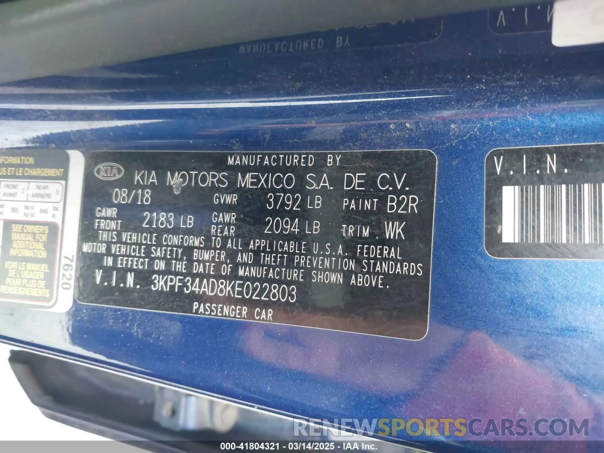 9 fotografías del automóvil dañado 3KPF34AD8KE022803 KIA FORTE 2019
