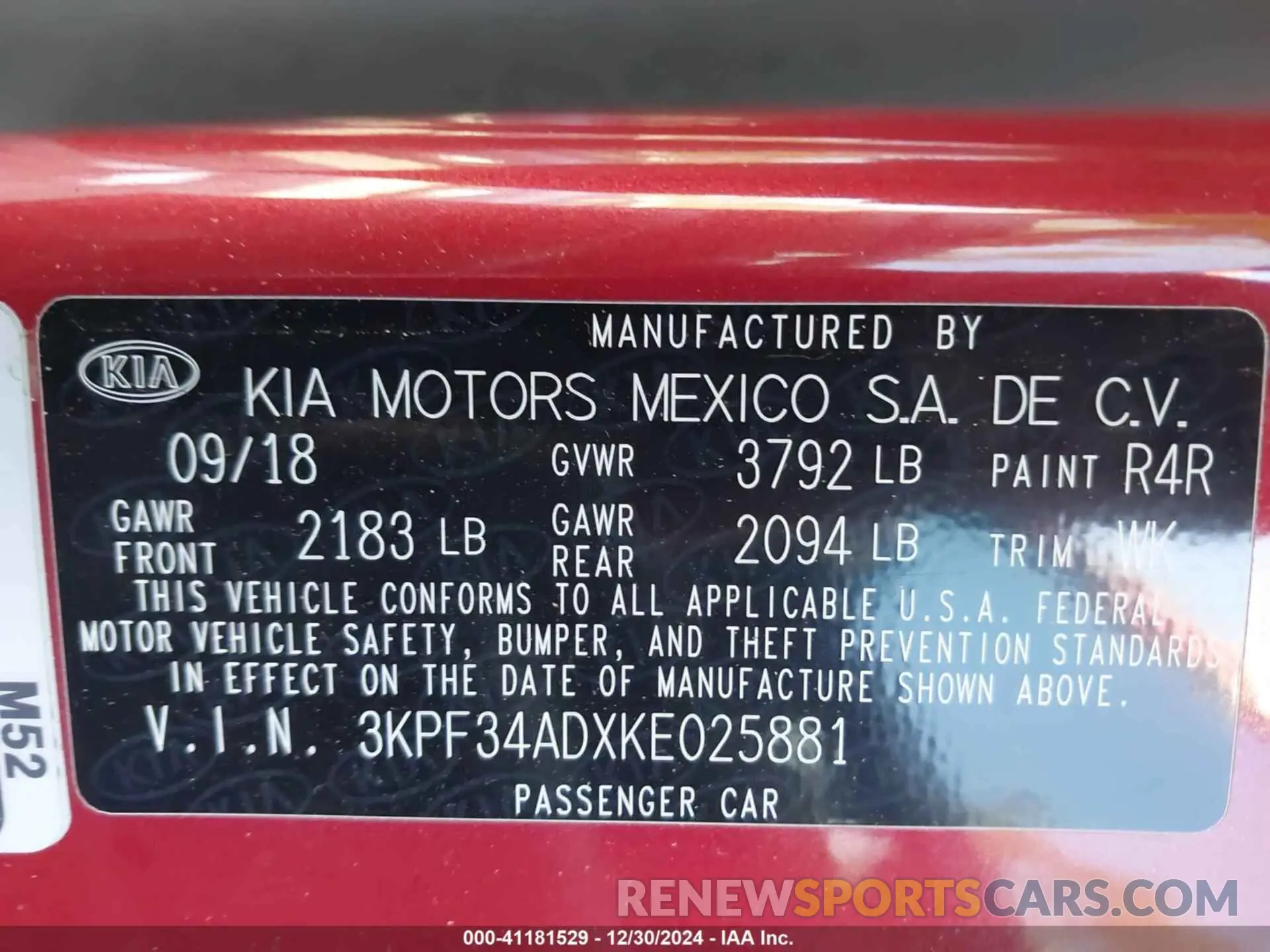 9 fotografías del automóvil dañado 3KPF34ADXKE025881 KIA FORTE 2019