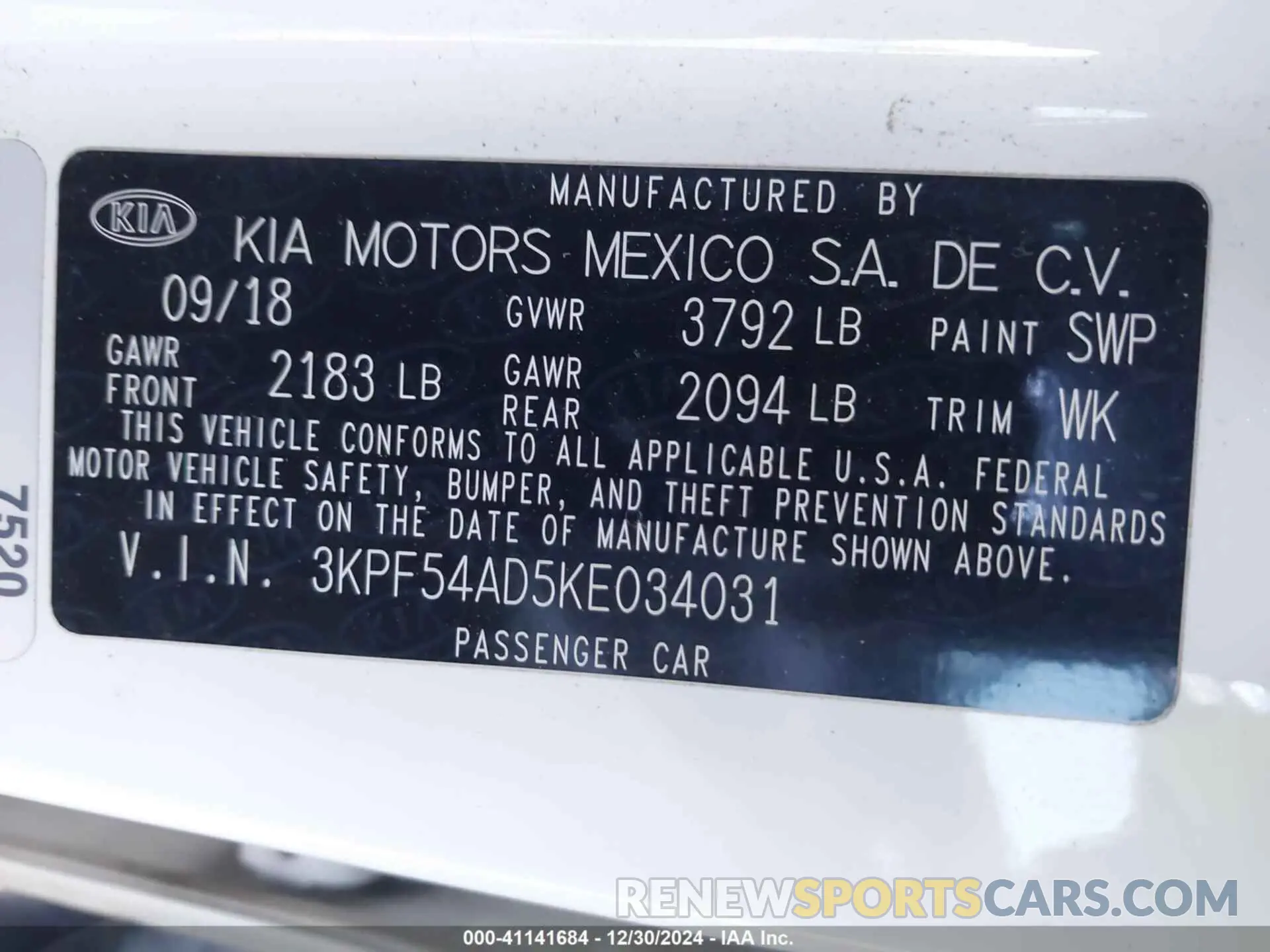9 fotografías del automóvil dañado 3KPF54AD5KE034031 KIA FORTE 2019
