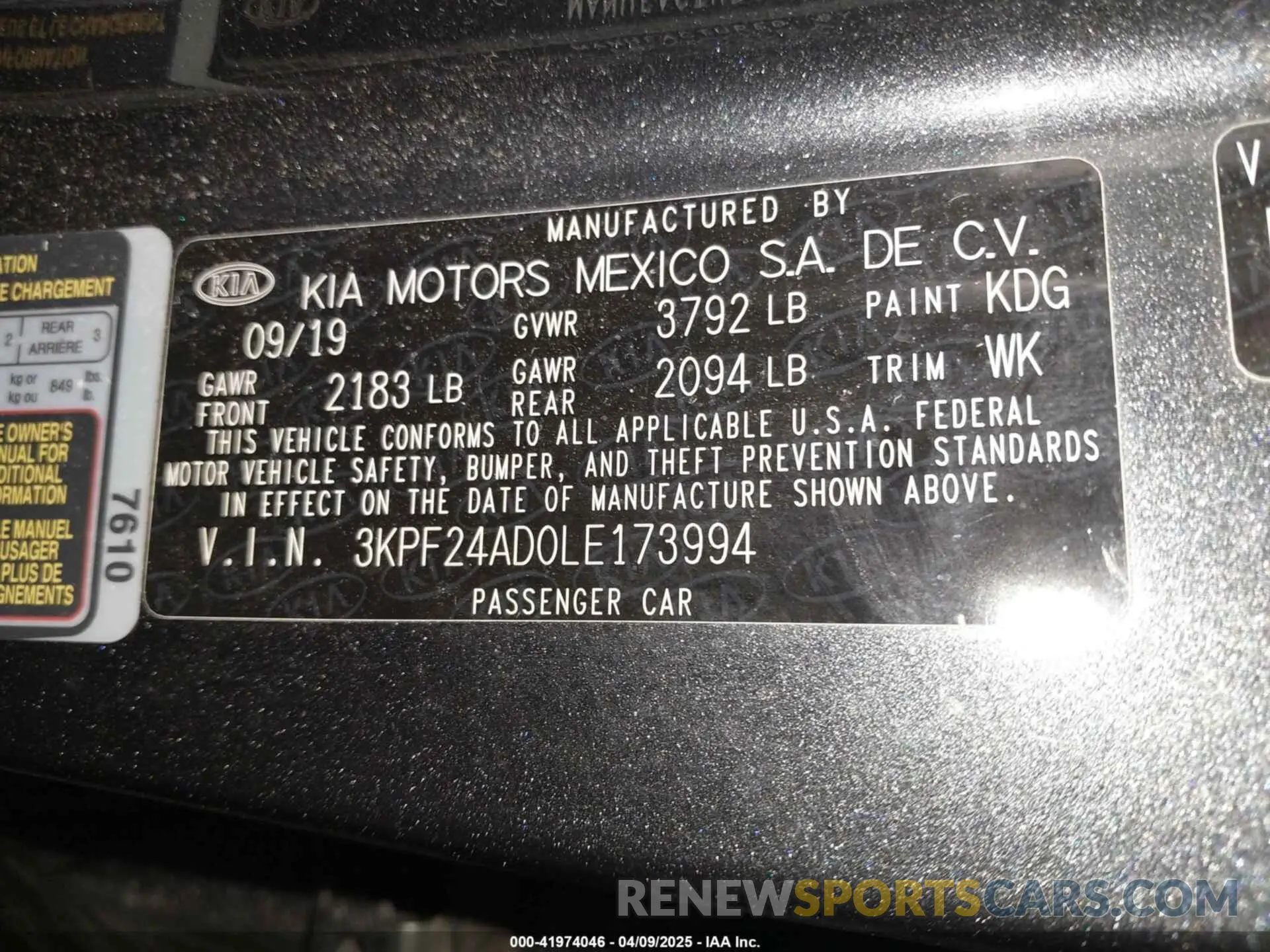 9 fotografías del automóvil dañado 3KPF24AD0LE173994 KIA FORTE 2020