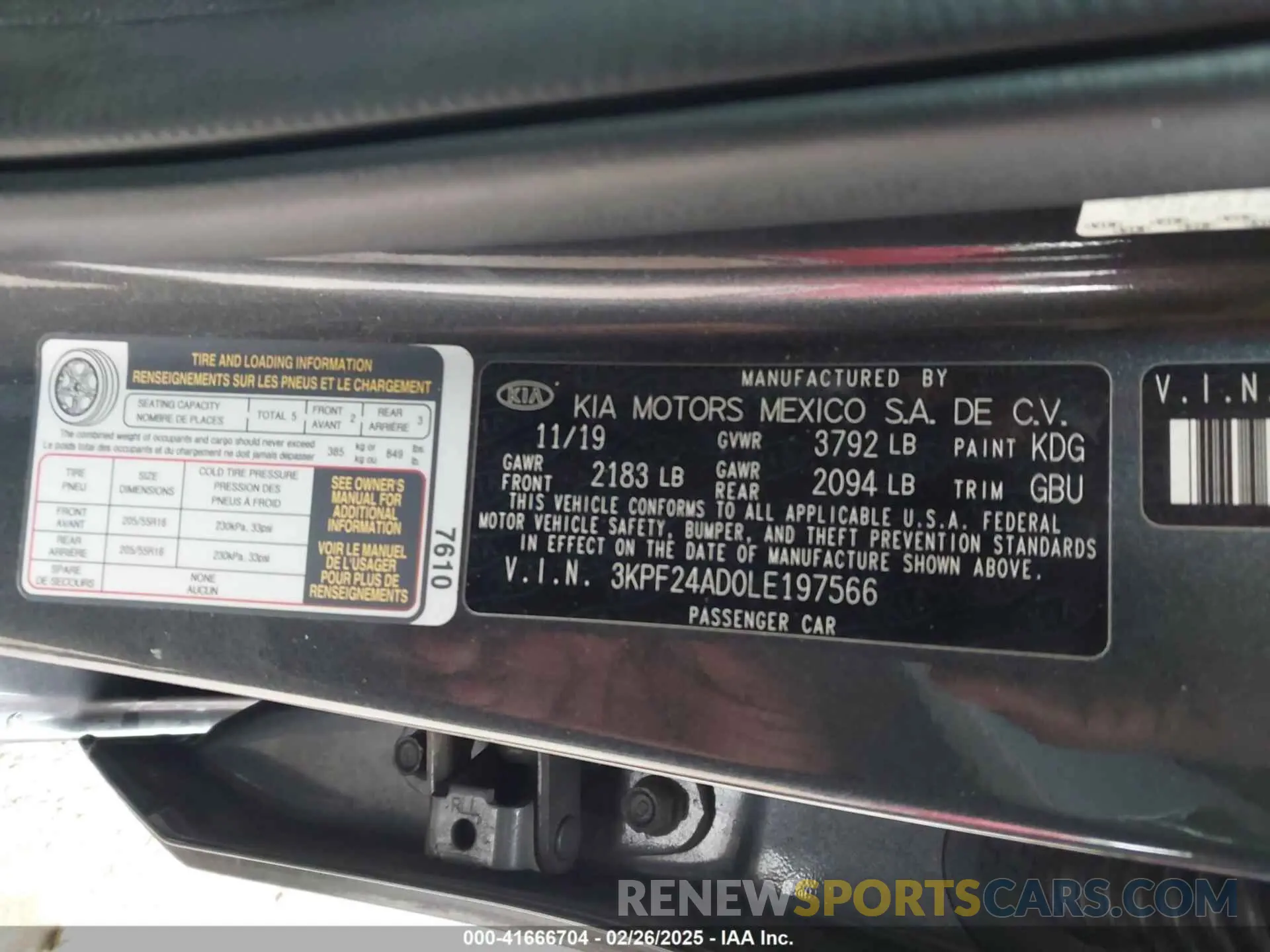 9 fotografías del automóvil dañado 3KPF24AD0LE197566 KIA FORTE 2020