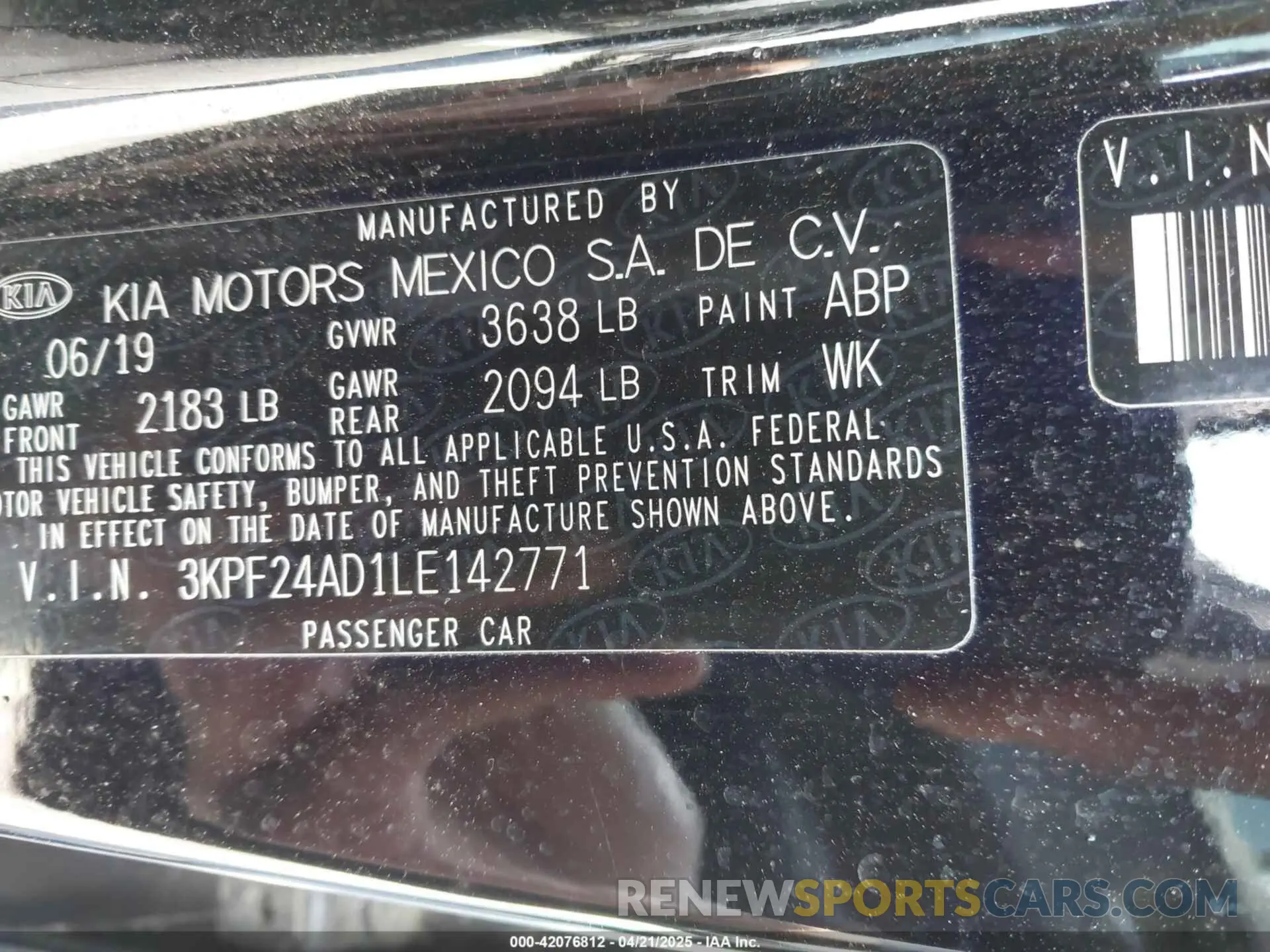 9 fotografías del automóvil dañado 3KPF24AD1LE142771 KIA FORTE 2020