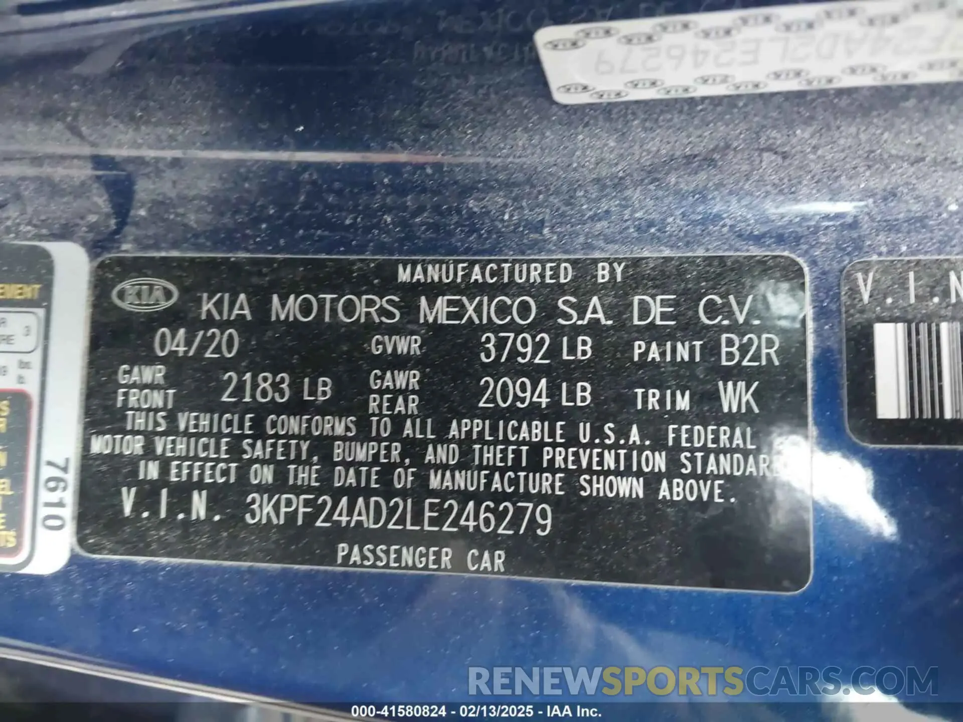 9 fotografías del automóvil dañado 3KPF24AD2LE246279 KIA FORTE 2020
