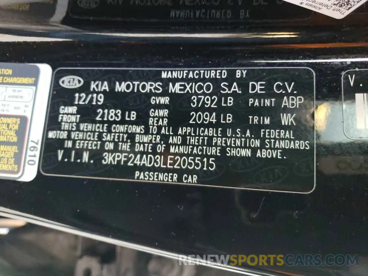14 fotografías del automóvil dañado 3KPF24AD3LE205515 KIA FORTE 2020