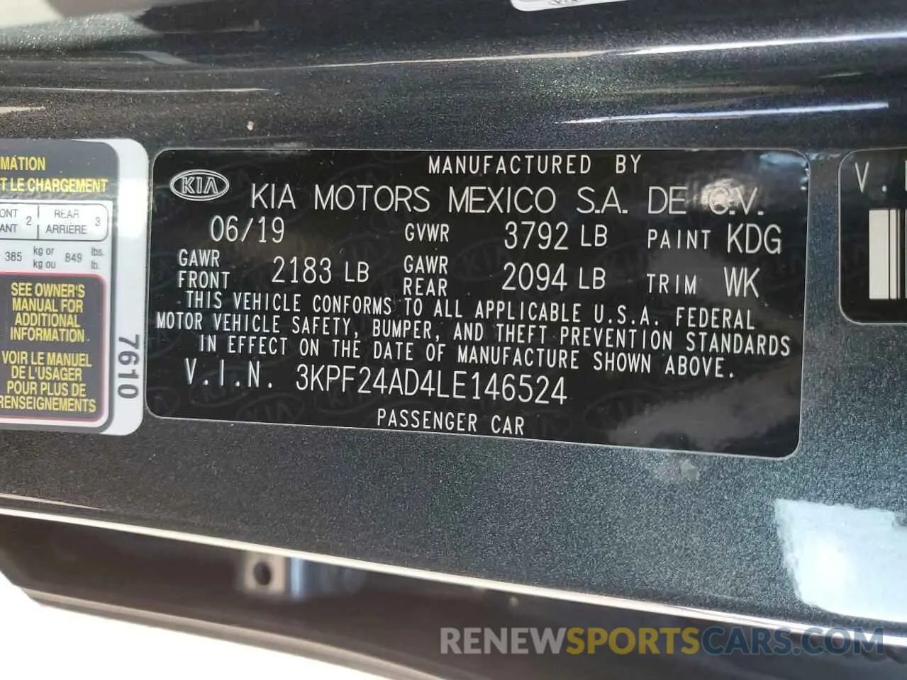 12 fotografías del automóvil dañado 3KPF24AD4LE146524 KIA FORTE 2020