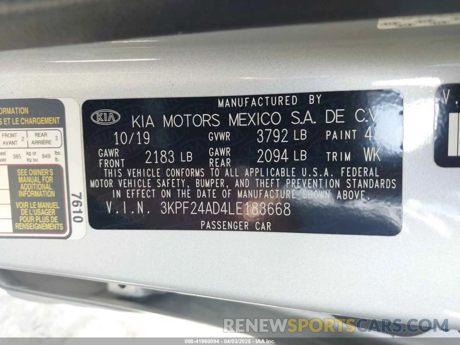 9 fotografías del automóvil dañado 3KPF24AD4LE183668 KIA FORTE 2020