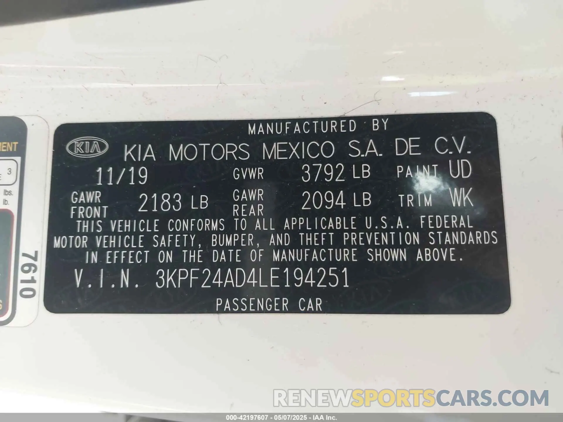 9 fotografías del automóvil dañado 3KPF24AD4LE194251 KIA FORTE 2020