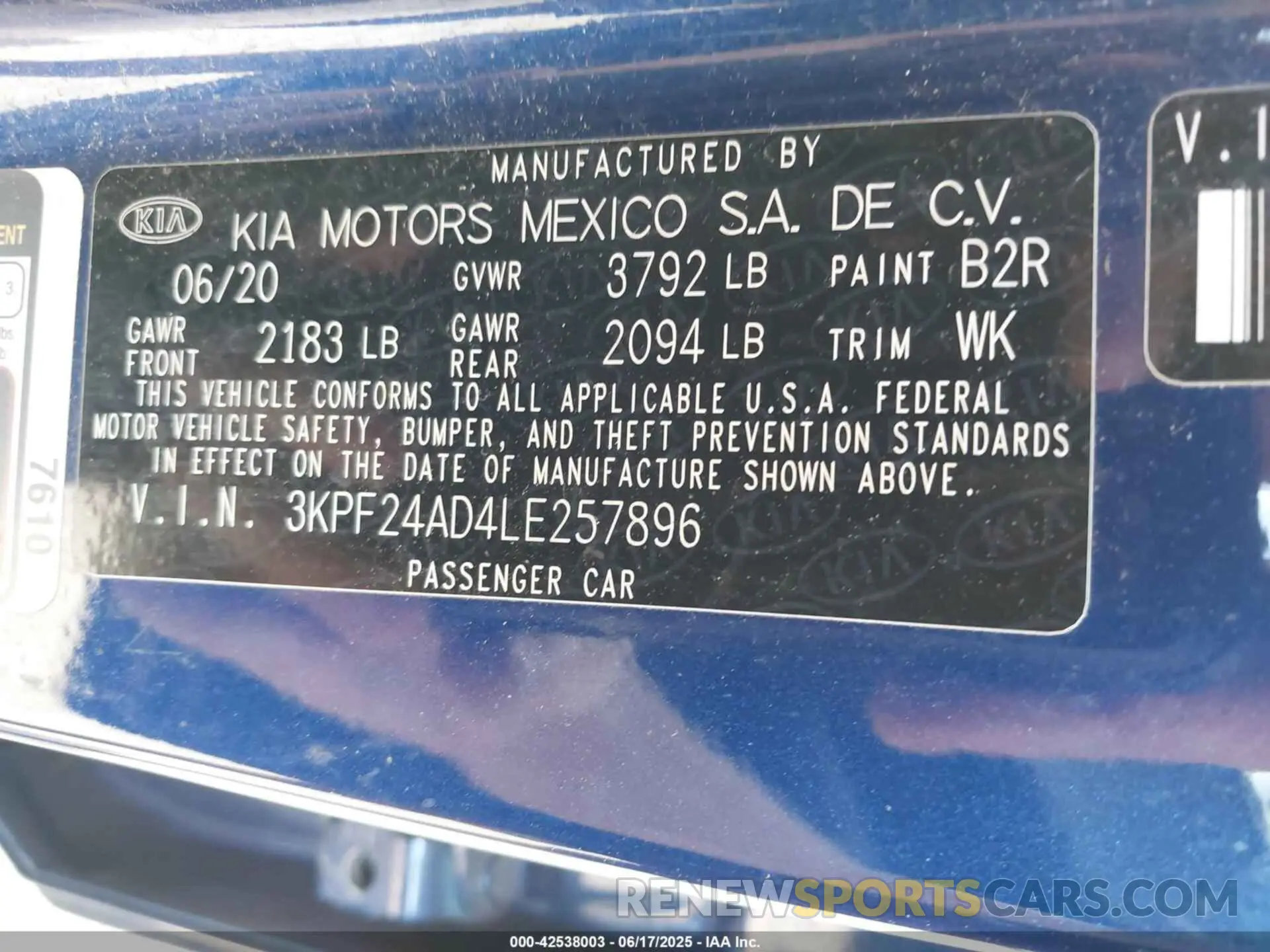 9 fotografías del automóvil dañado 3KPF24AD4LE257896 KIA FORTE 2020