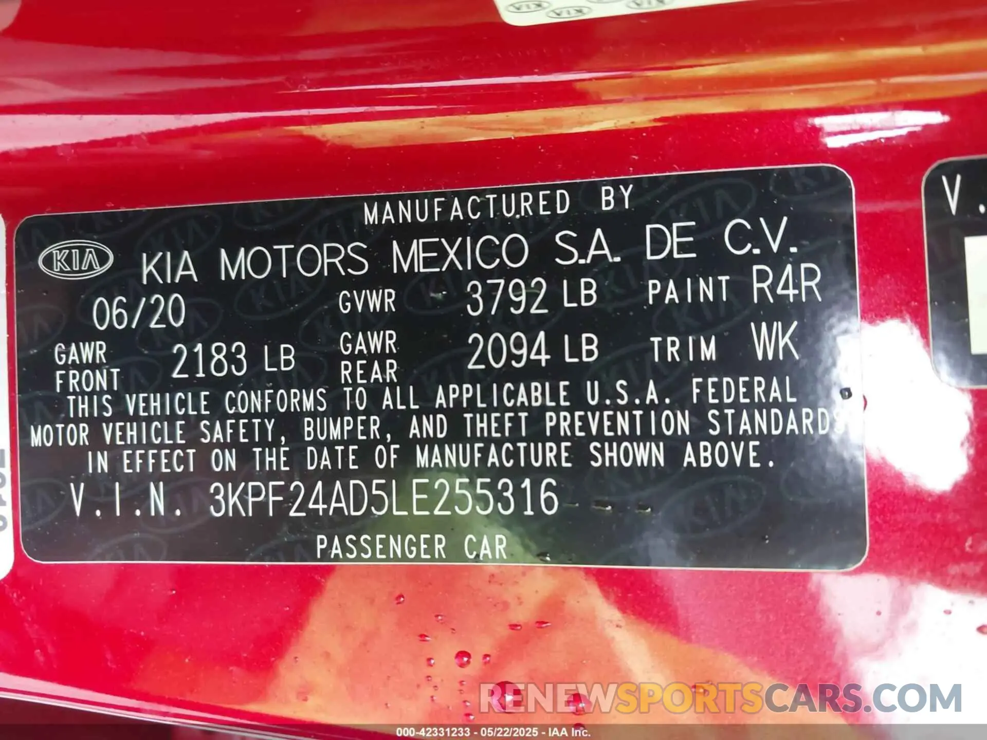 9 fotografías del automóvil dañado 3KPF24AD5LE255316 KIA FORTE 2020