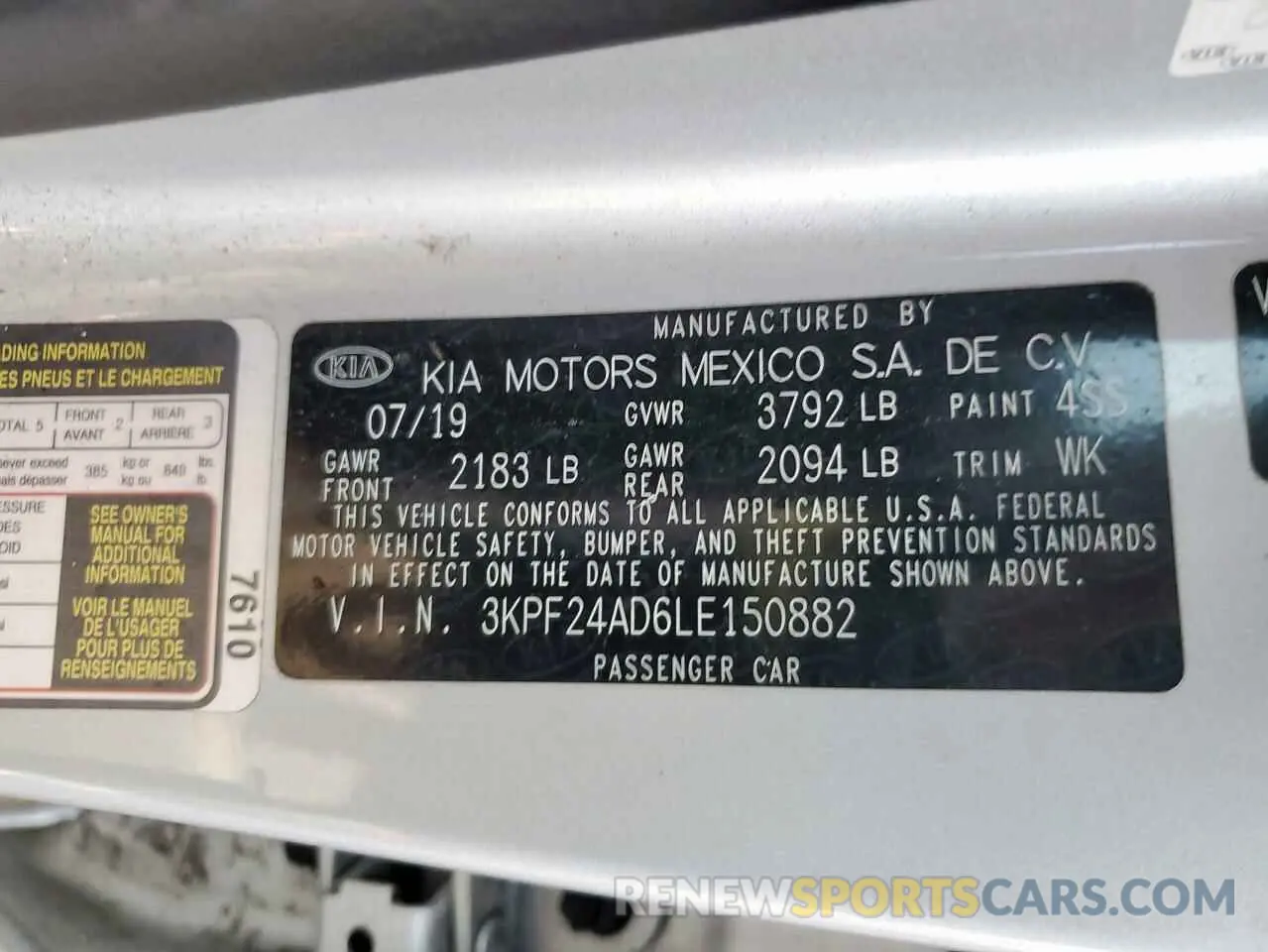 13 fotografías del automóvil dañado 3KPF24AD6LE150882 KIA FORTE 2020