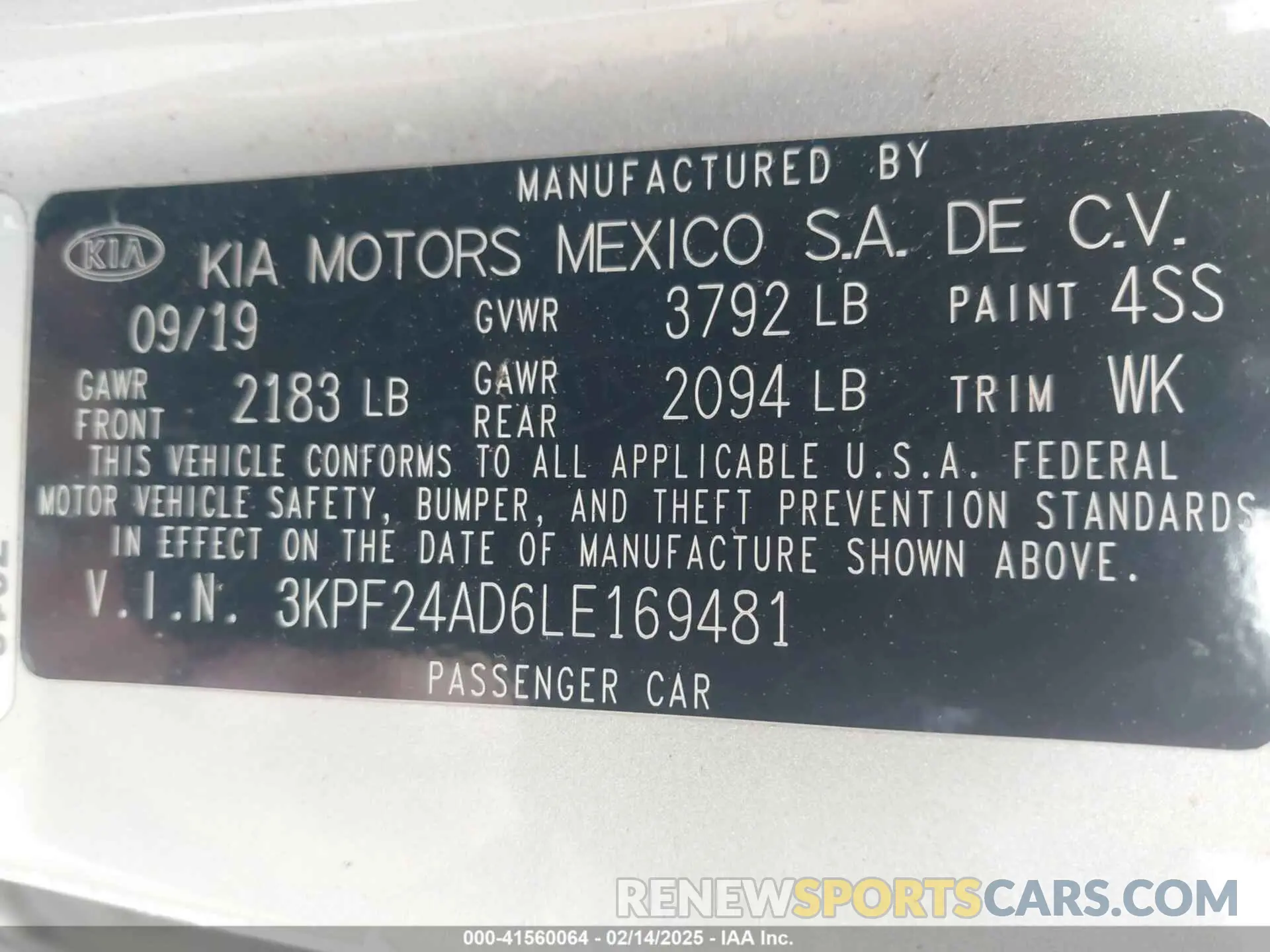 9 fotografías del automóvil dañado 3KPF24AD6LE169481 KIA FORTE 2020