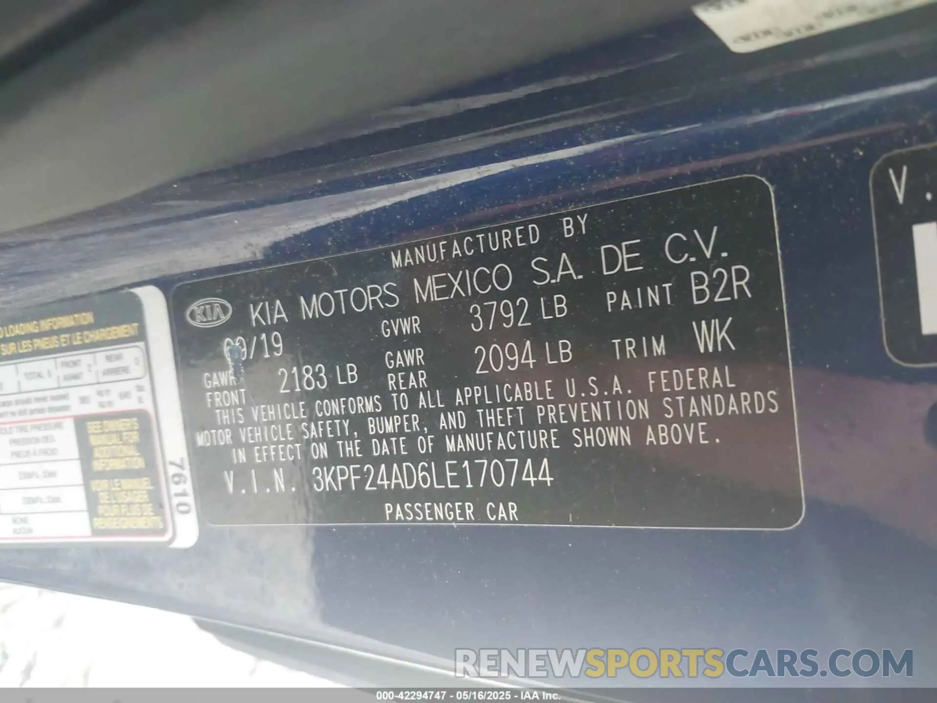 9 fotografías del automóvil dañado 3KPF24AD6LE170744 KIA FORTE 2020