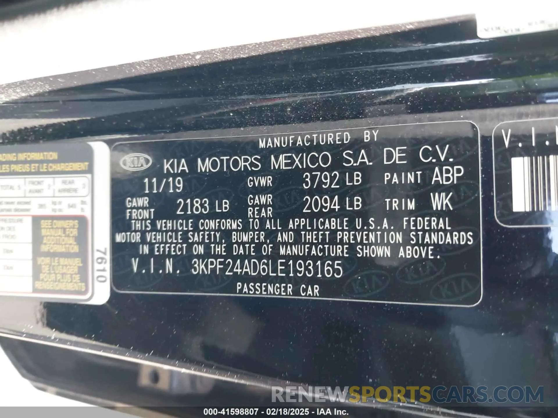 9 fotografías del automóvil dañado 3KPF24AD6LE193165 KIA FORTE 2020