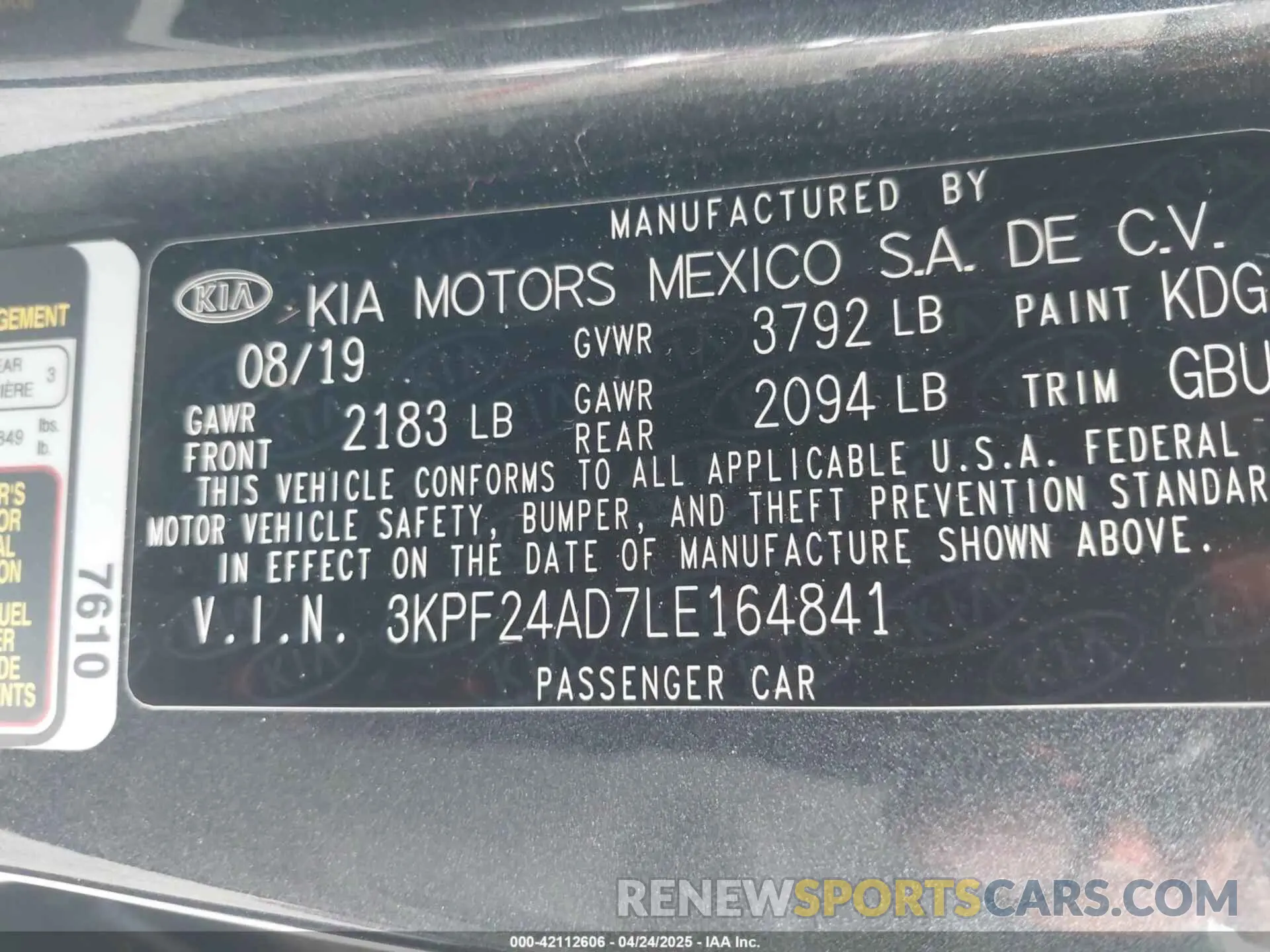 9 fotografías del automóvil dañado 3KPF24AD7LE164841 KIA FORTE 2020