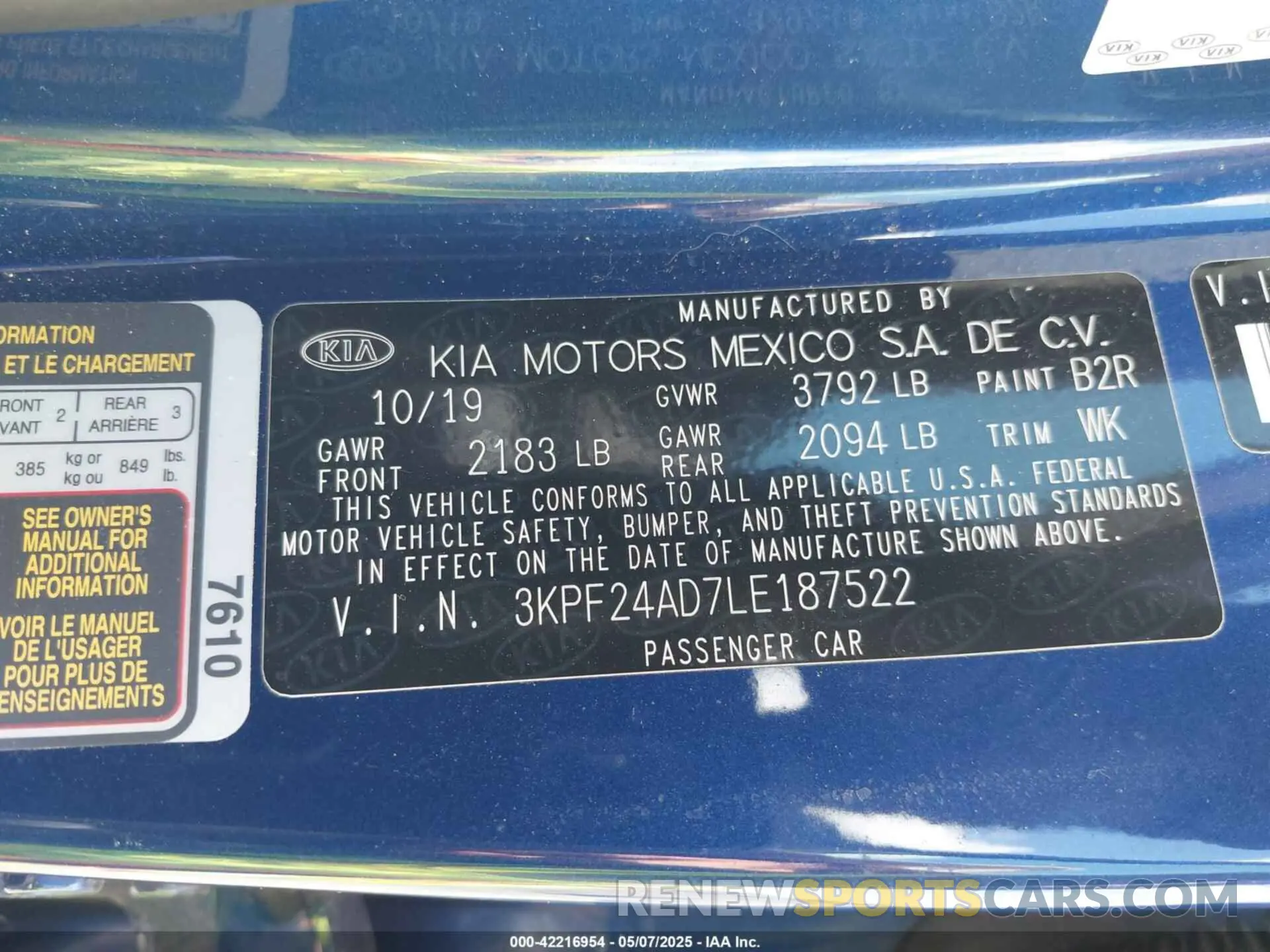 9 fotografías del automóvil dañado 3KPF24AD7LE187522 KIA FORTE 2020
