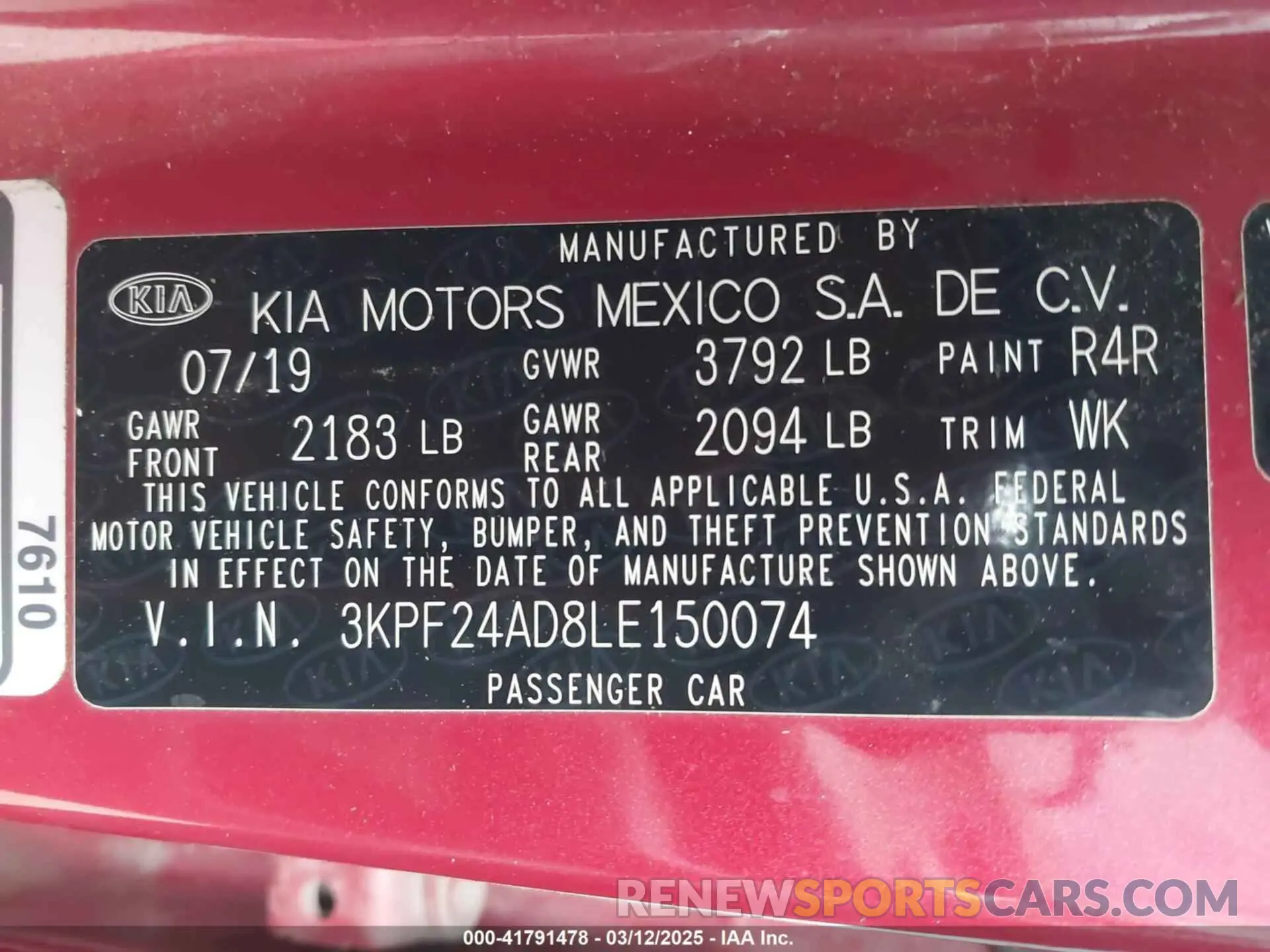 9 fotografías del automóvil dañado 3KPF24AD8LE150074 KIA FORTE 2020