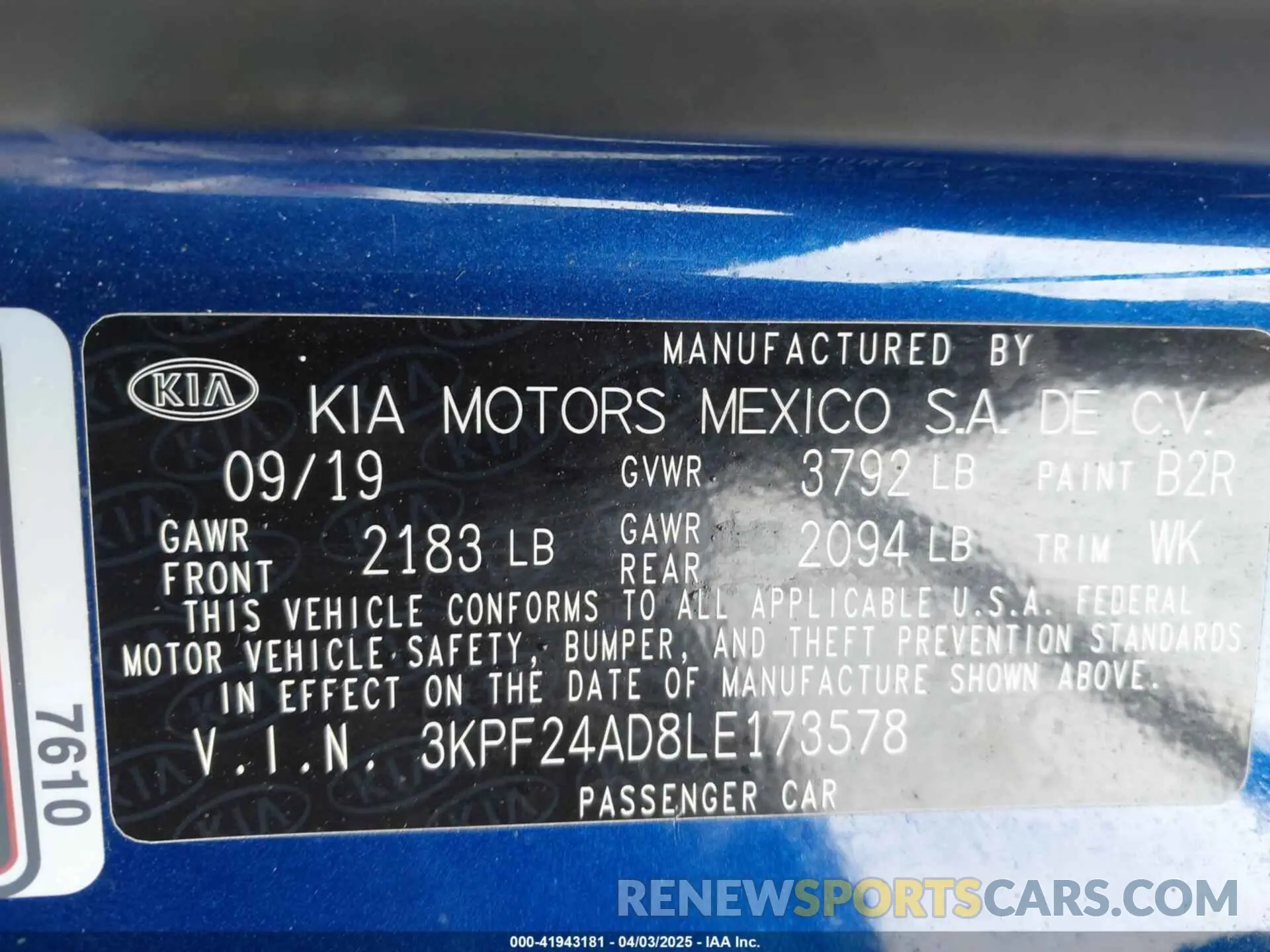 9 fotografías del automóvil dañado 3KPF24AD8LE173578 KIA FORTE 2020
