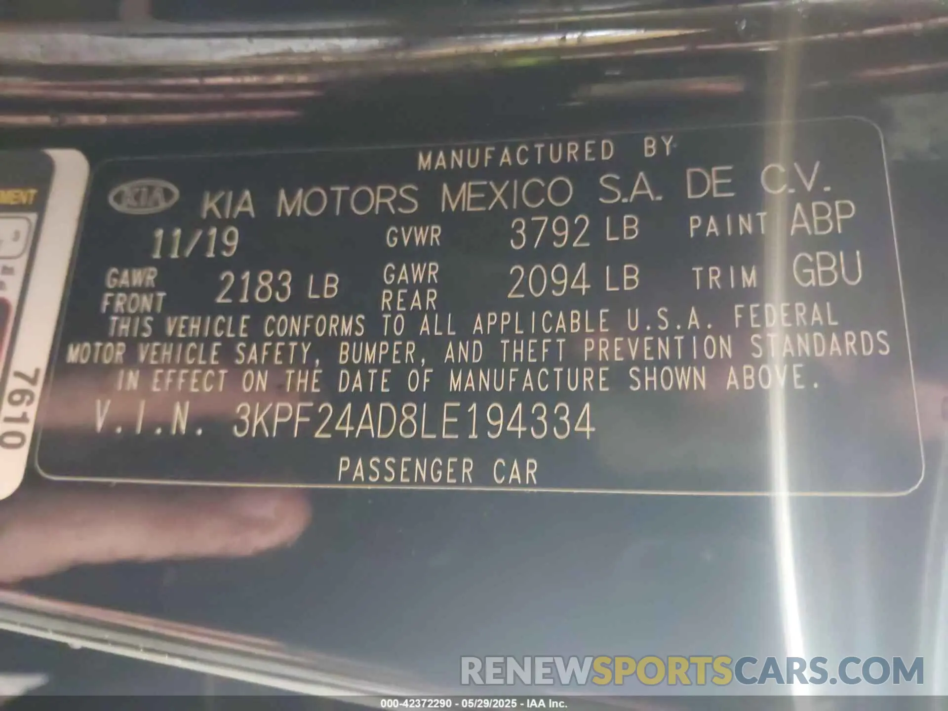 9 fotografías del automóvil dañado 3KPF24AD8LE194334 KIA FORTE 2020