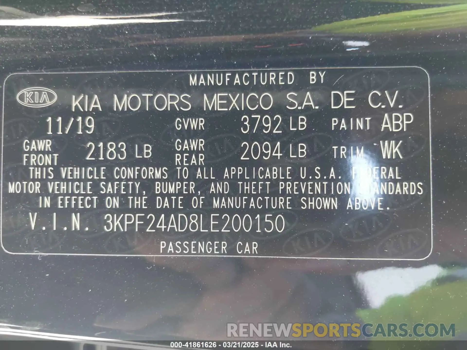 9 fotografías del automóvil dañado 3KPF24AD8LE200150 KIA FORTE 2020