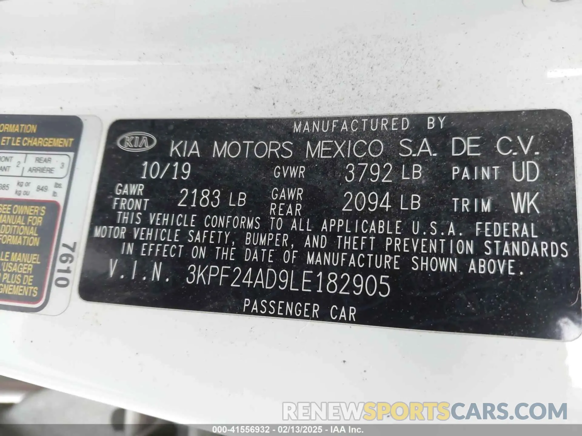 9 fotografías del automóvil dañado 3KPF24AD9LE182905 KIA FORTE 2020