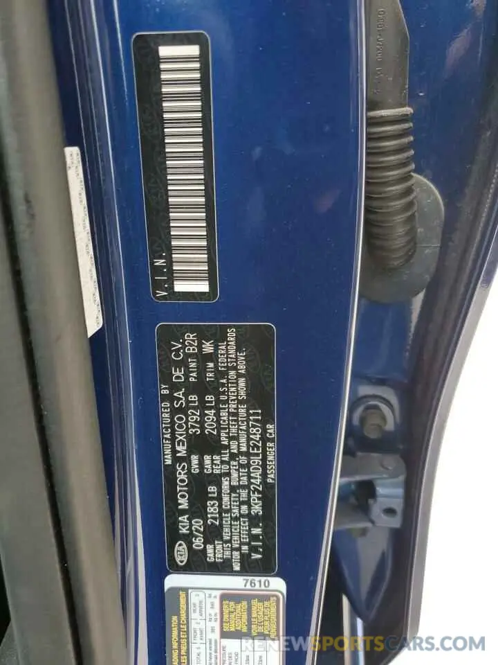 12 fotografías del automóvil dañado 3KPF24AD9LE248711 KIA FORTE 2020