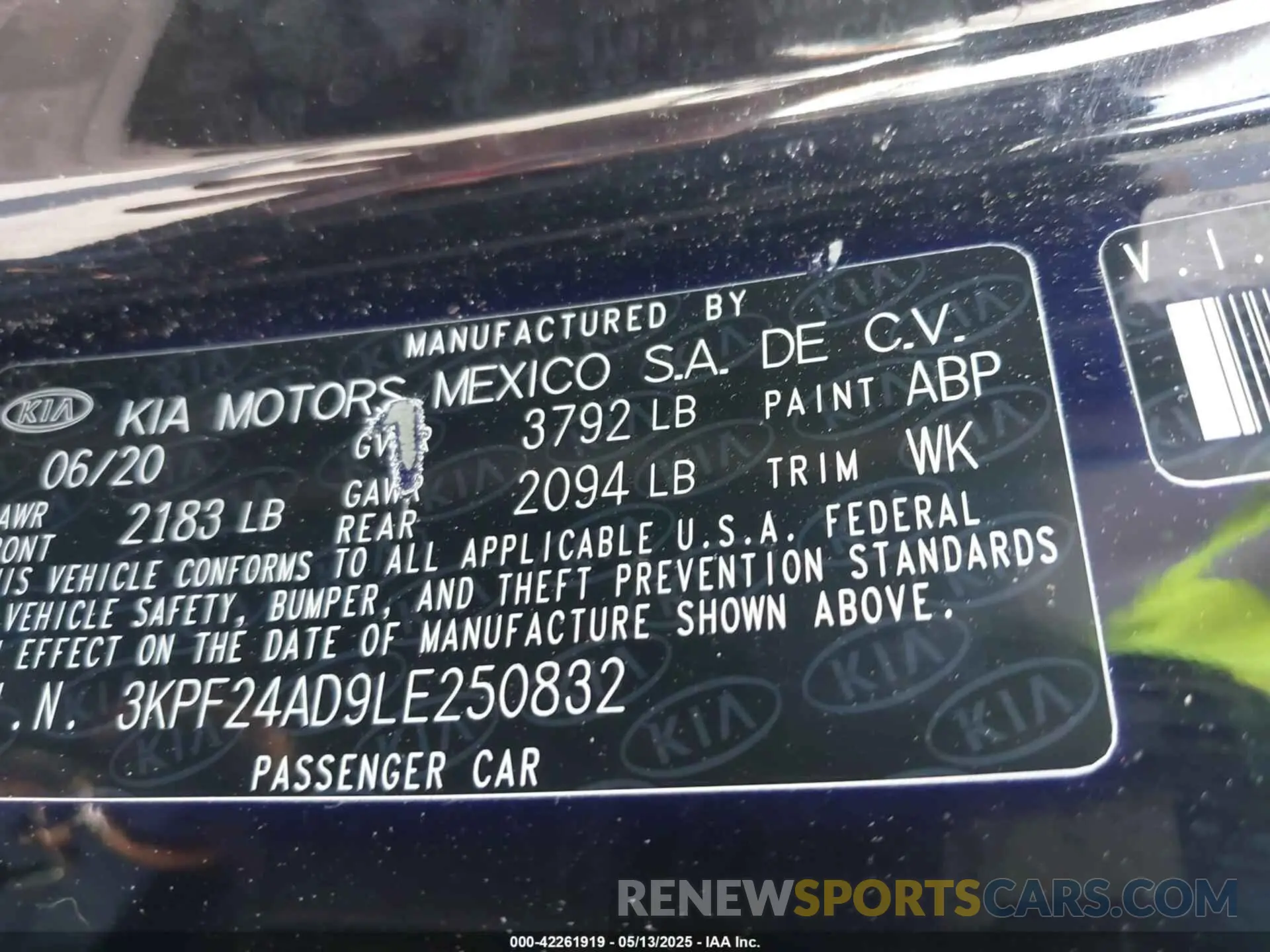 9 fotografías del automóvil dañado 3KPF24AD9LE250832 KIA FORTE 2020