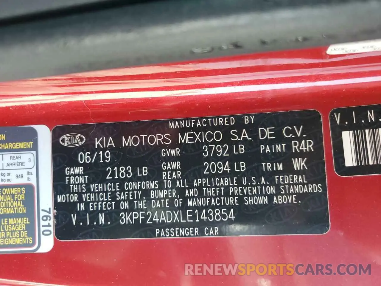 12 fotografías del automóvil dañado 3KPF24ADXLE143854 KIA FORTE 2020