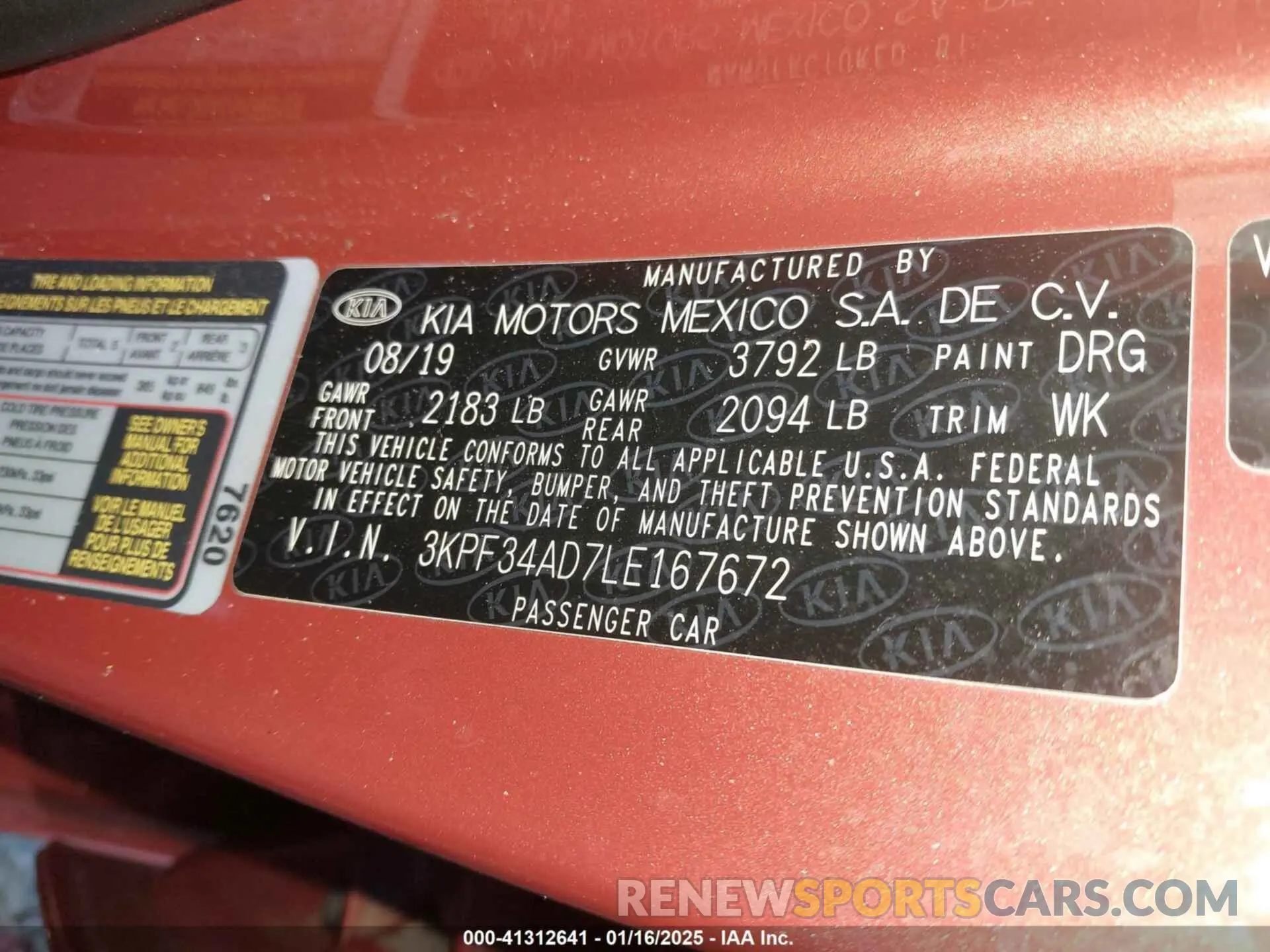 9 fotografías del automóvil dañado 3KPF34AD7LE167672 KIA FORTE 2020