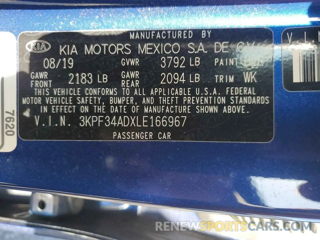 13 fotografías del automóvil dañado 3KPF34ADXLE166967 KIA FORTE 2020