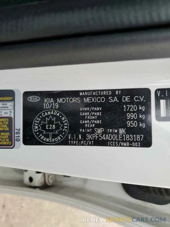 12 fotografías del automóvil dañado 3KPF54AD0LE183187 KIA FORTE 2020