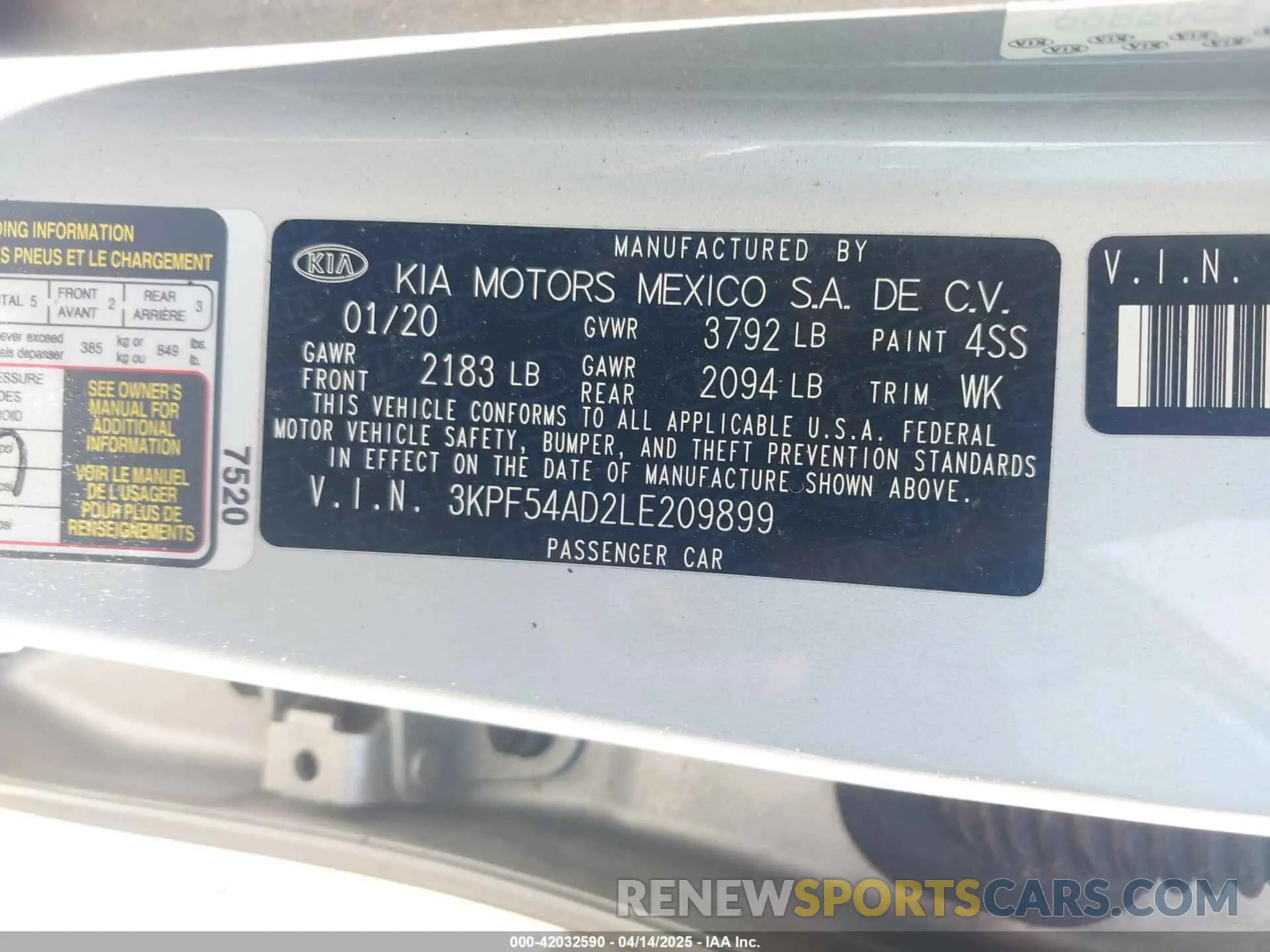 9 fotografías del automóvil dañado 3KPF54AD2LE209899 KIA FORTE 2020