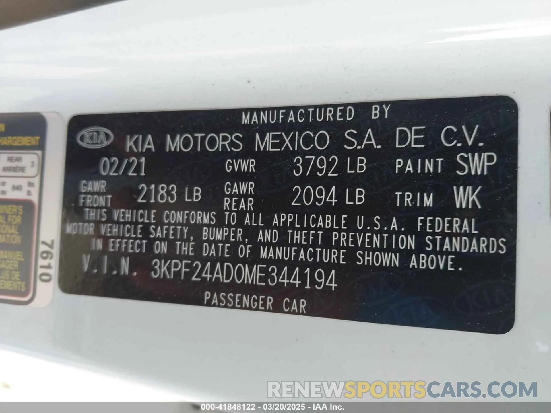 9 fotografías del automóvil dañado 3KPF24AD0ME344194 KIA FORTE 2021