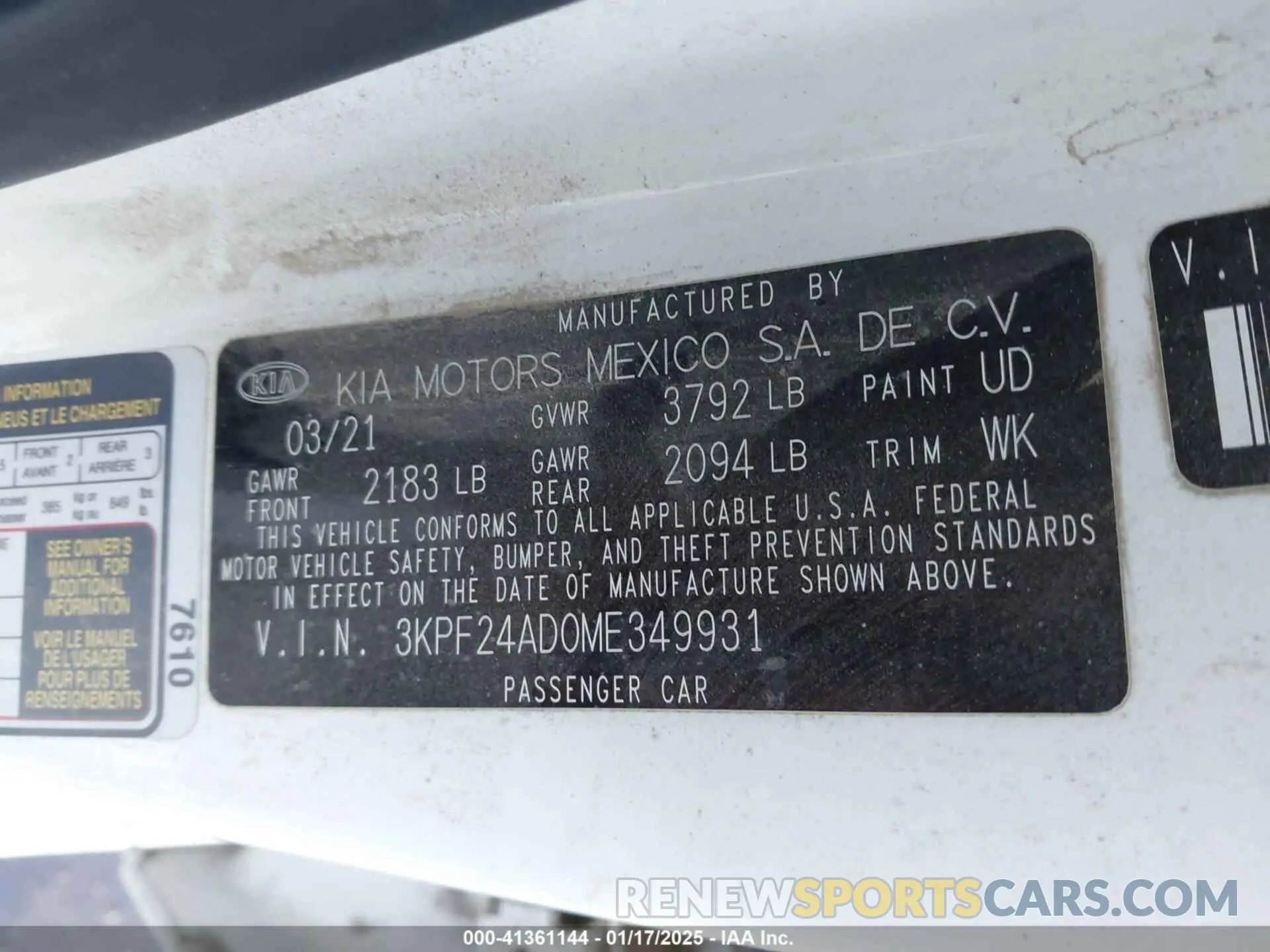 9 fotografías del automóvil dañado 3KPF24AD0ME349931 KIA FORTE 2021