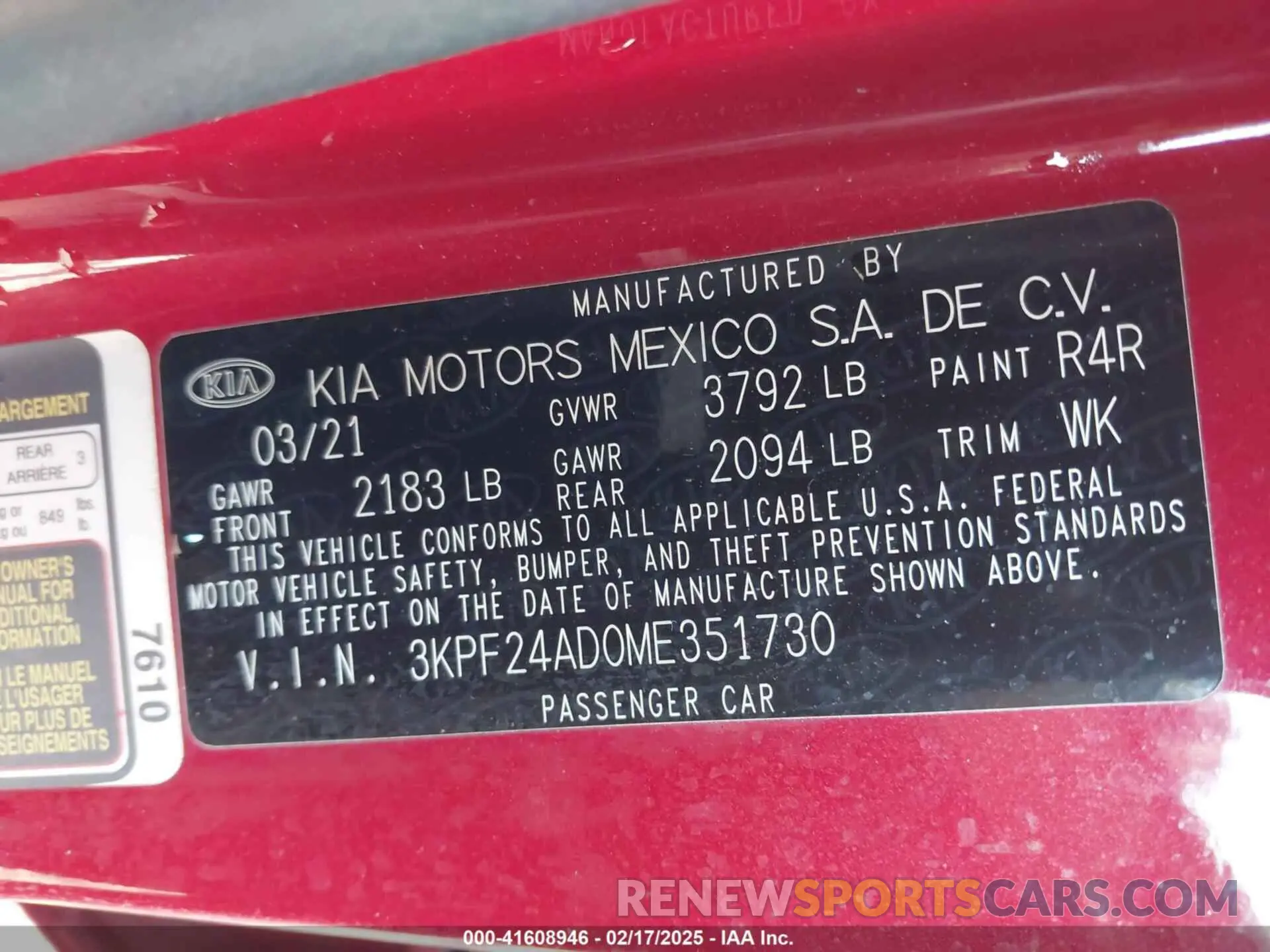 9 fotografías del automóvil dañado 3KPF24AD0ME351730 KIA FORTE 2021