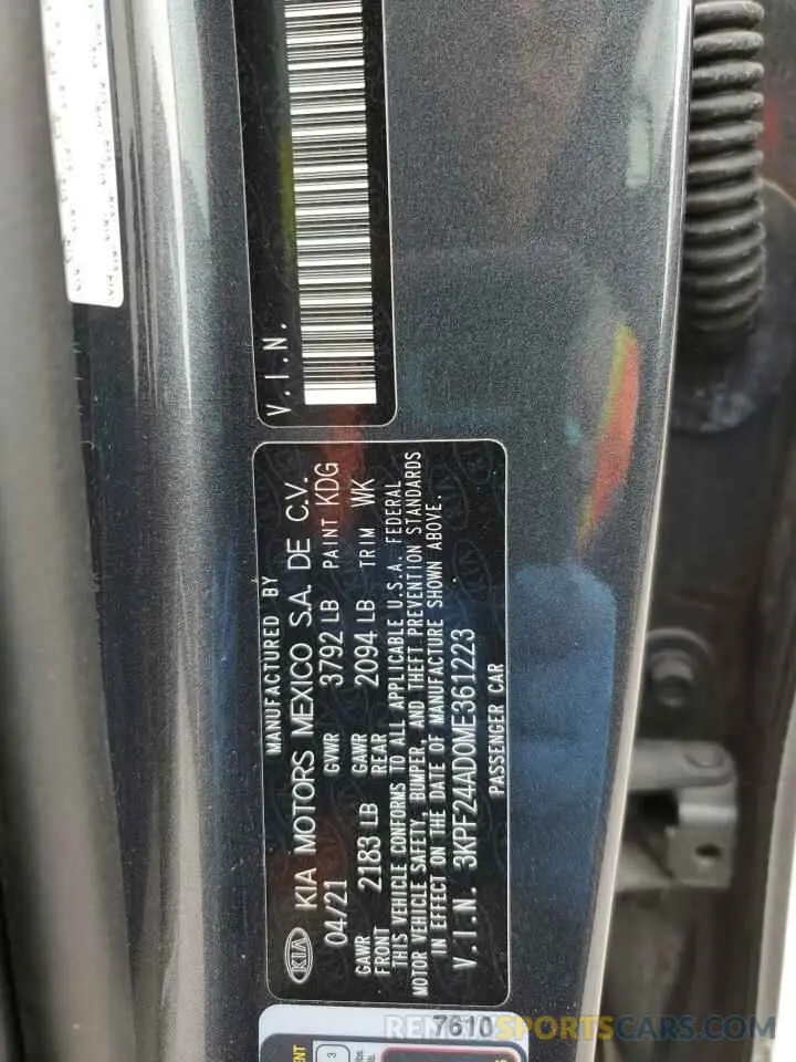 12 fotografías del automóvil dañado 3KPF24AD0ME361223 KIA FORTE 2021