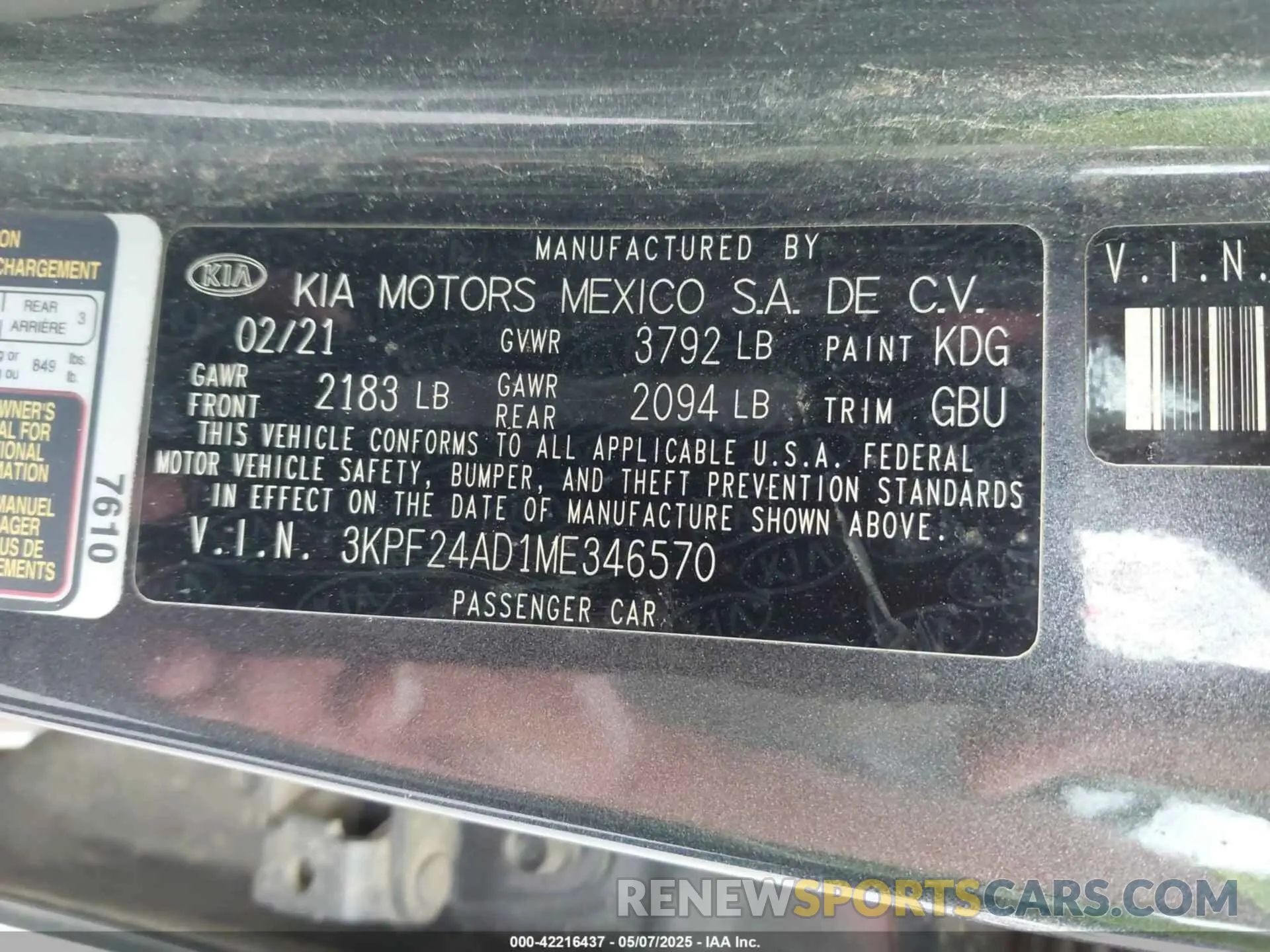 9 fotografías del automóvil dañado 3KPF24AD1ME346570 KIA FORTE 2021
