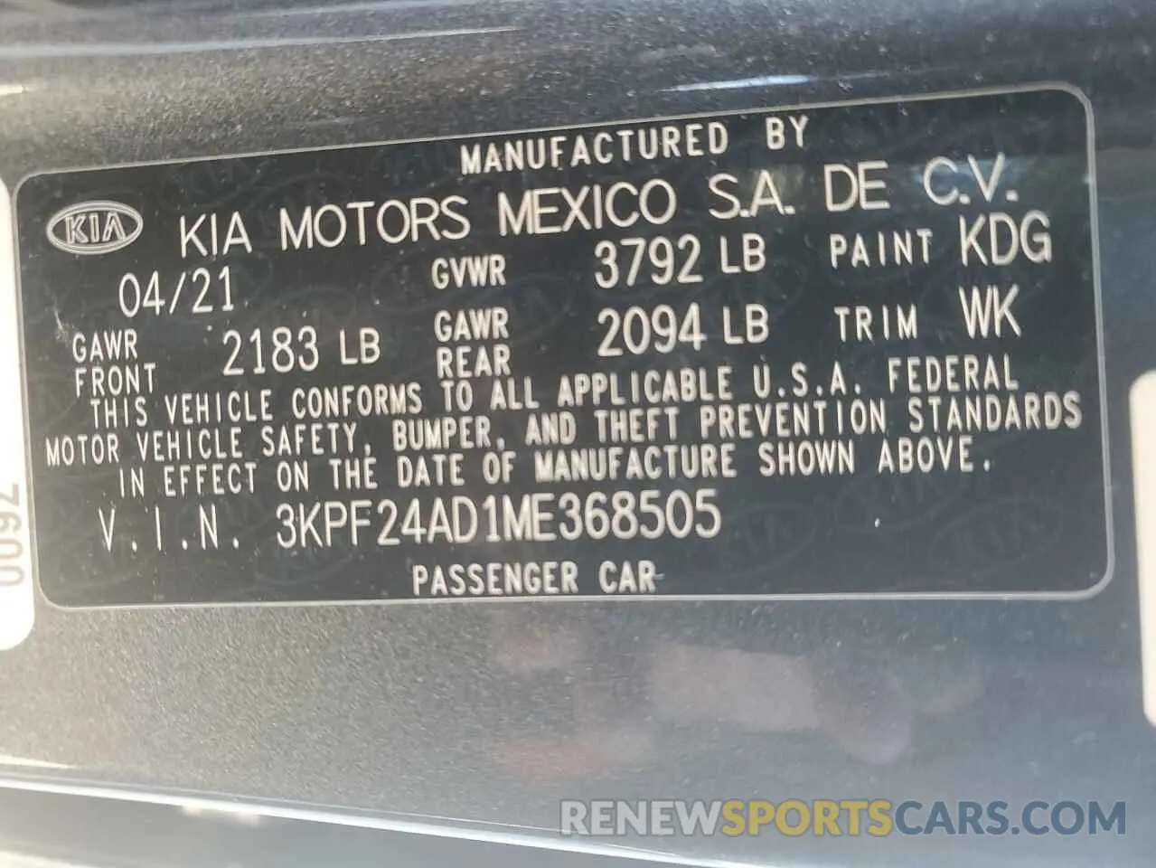 12 fotografías del automóvil dañado 3KPF24AD1ME368505 KIA FORTE 2021