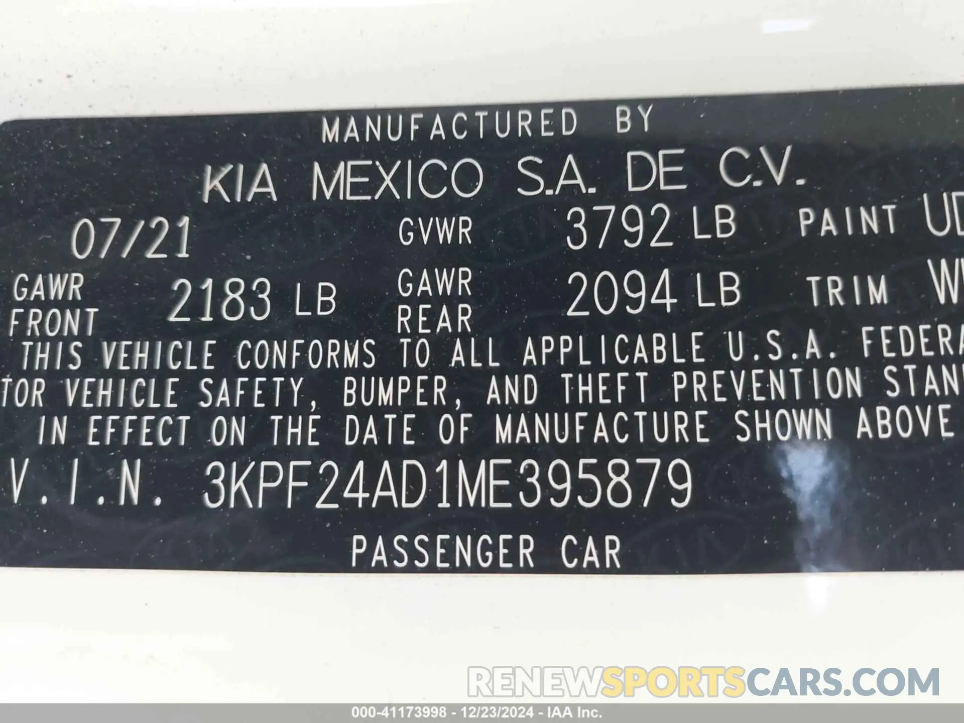 9 fotografías del automóvil dañado 3KPF24AD1ME395879 KIA FORTE 2021