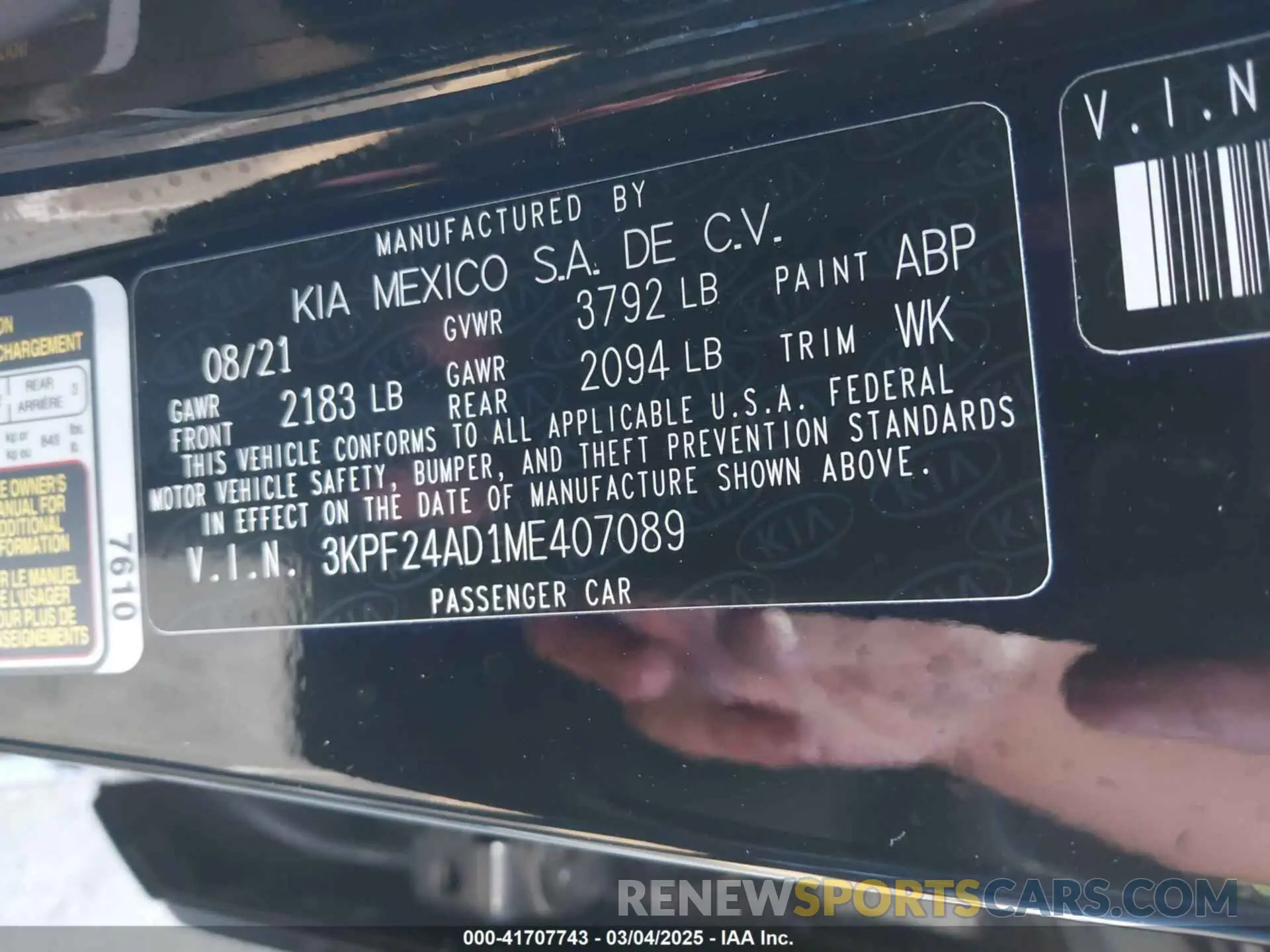 9 fotografías del automóvil dañado 3KPF24AD1ME407089 KIA FORTE 2021